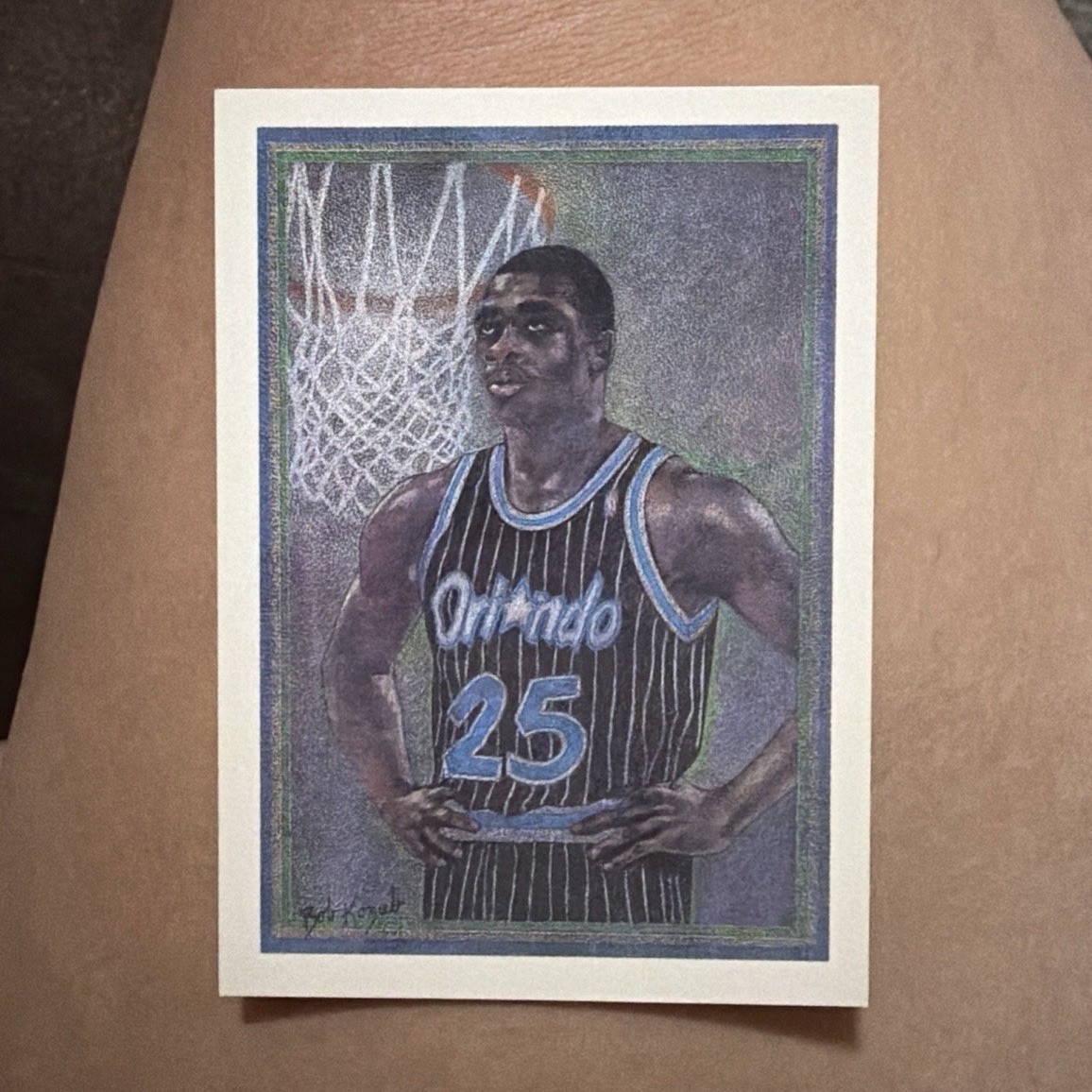 1990-91 NBA Hoops Nick Anderson Orlando Magic Art Card Team Checklist #373