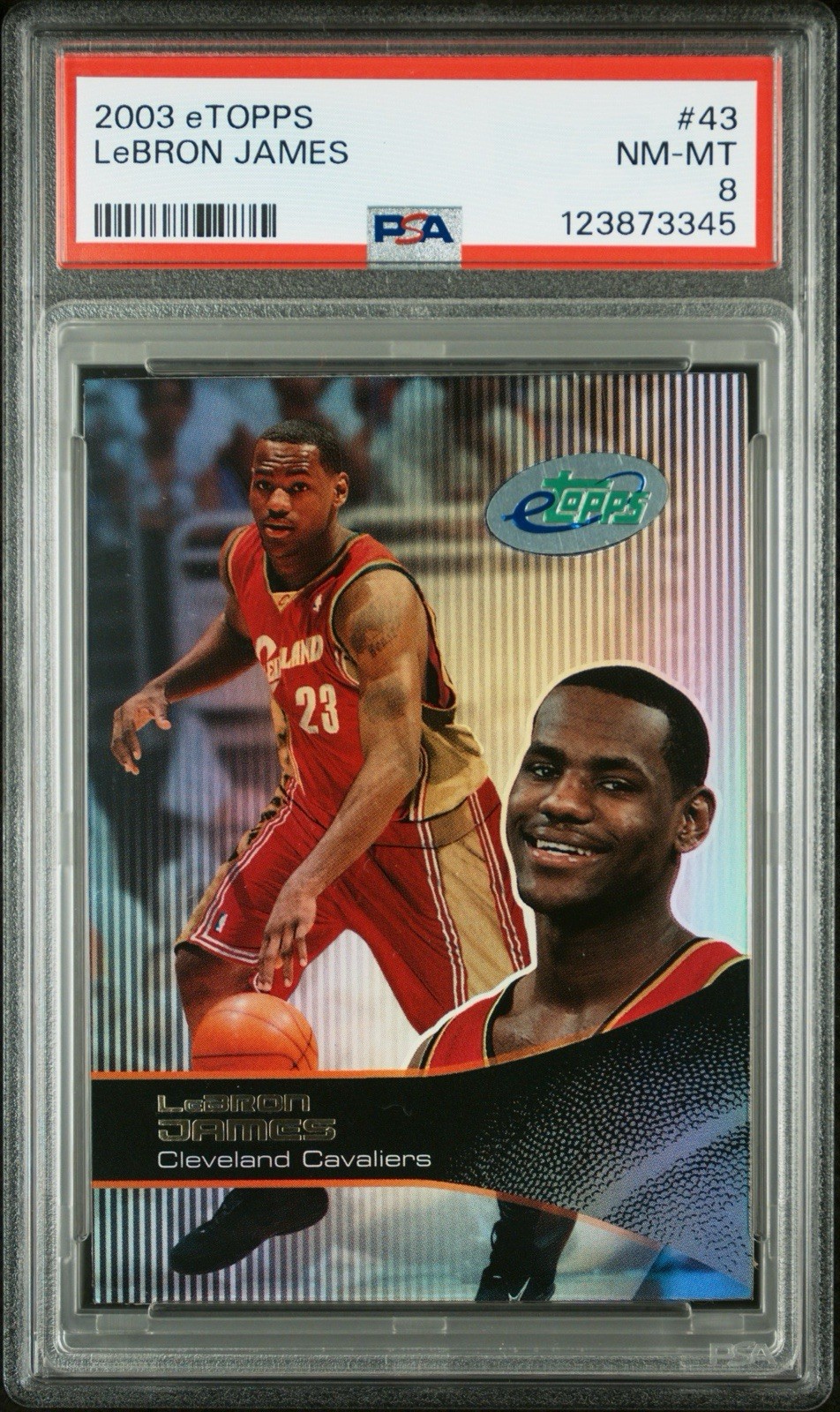 2003 ETOPPS #43 LEBRON JAMES ROOKIE RC PSA 8