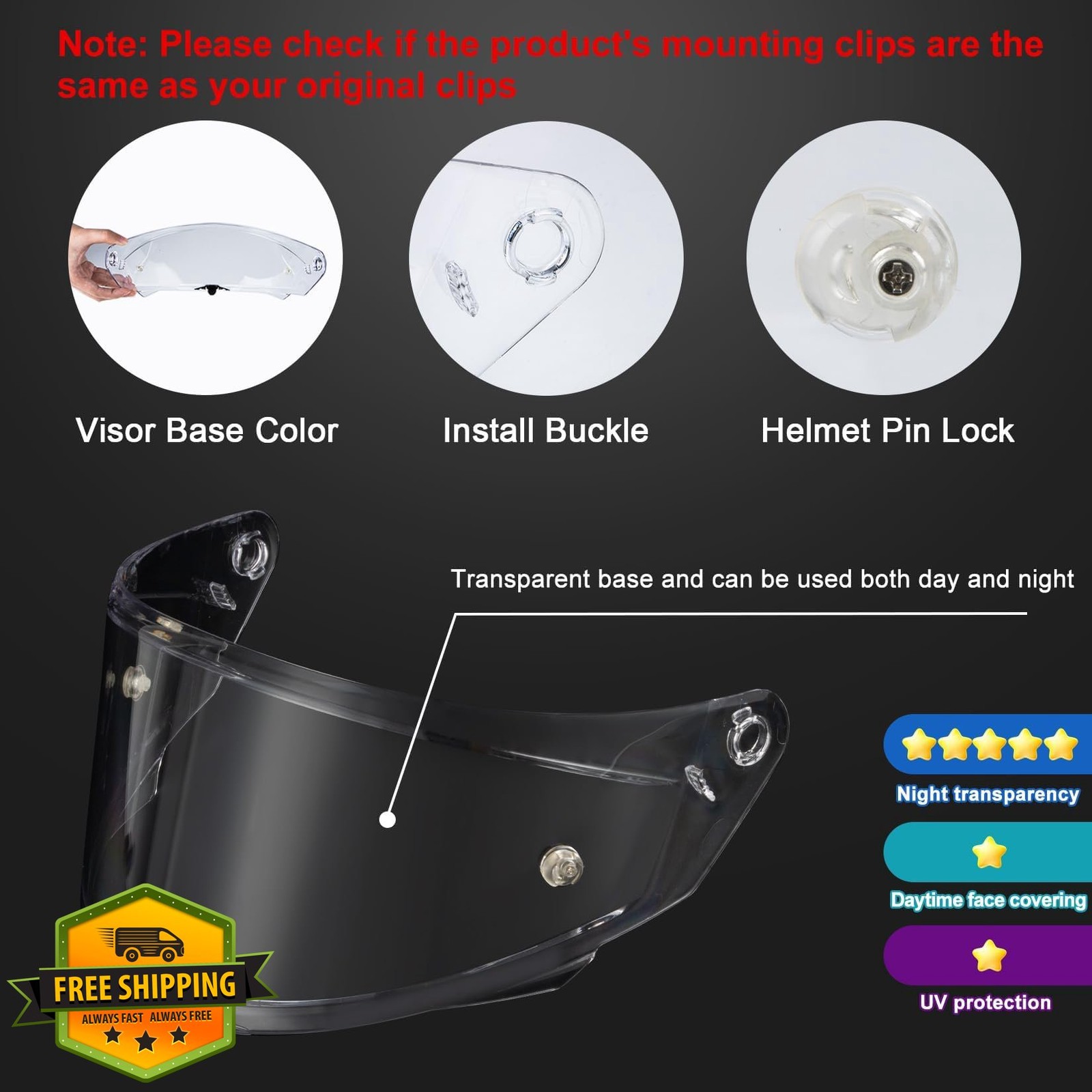 TT-Revo Helmet Visor Face Shield Tinted Replacement Transparent