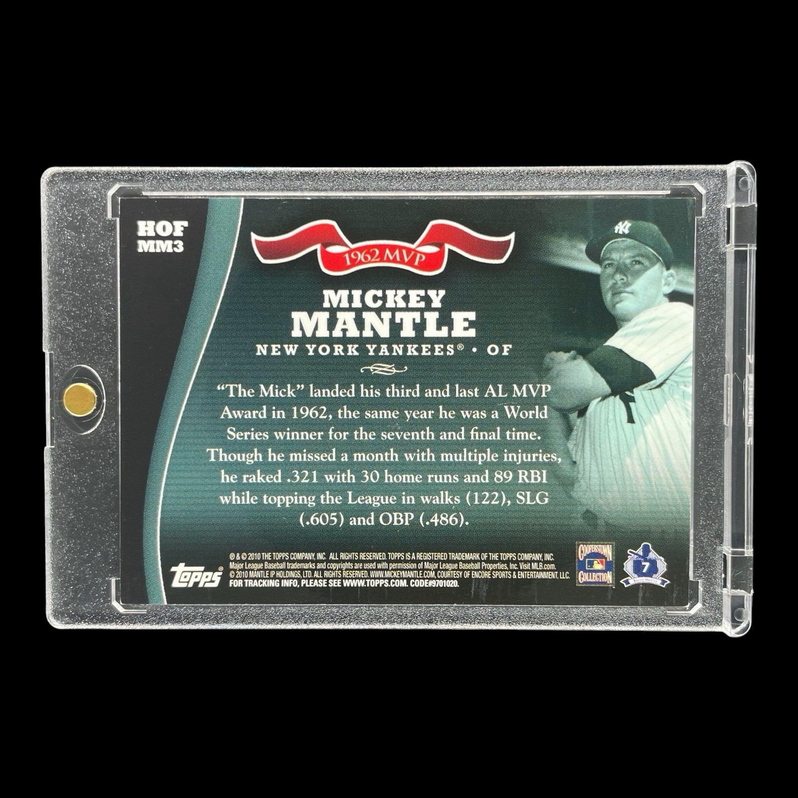MICKEY MANTLE RARE REFRACTOR COMMEMORATIVE PATCH 2010 Topps 1962 AL MVP Card