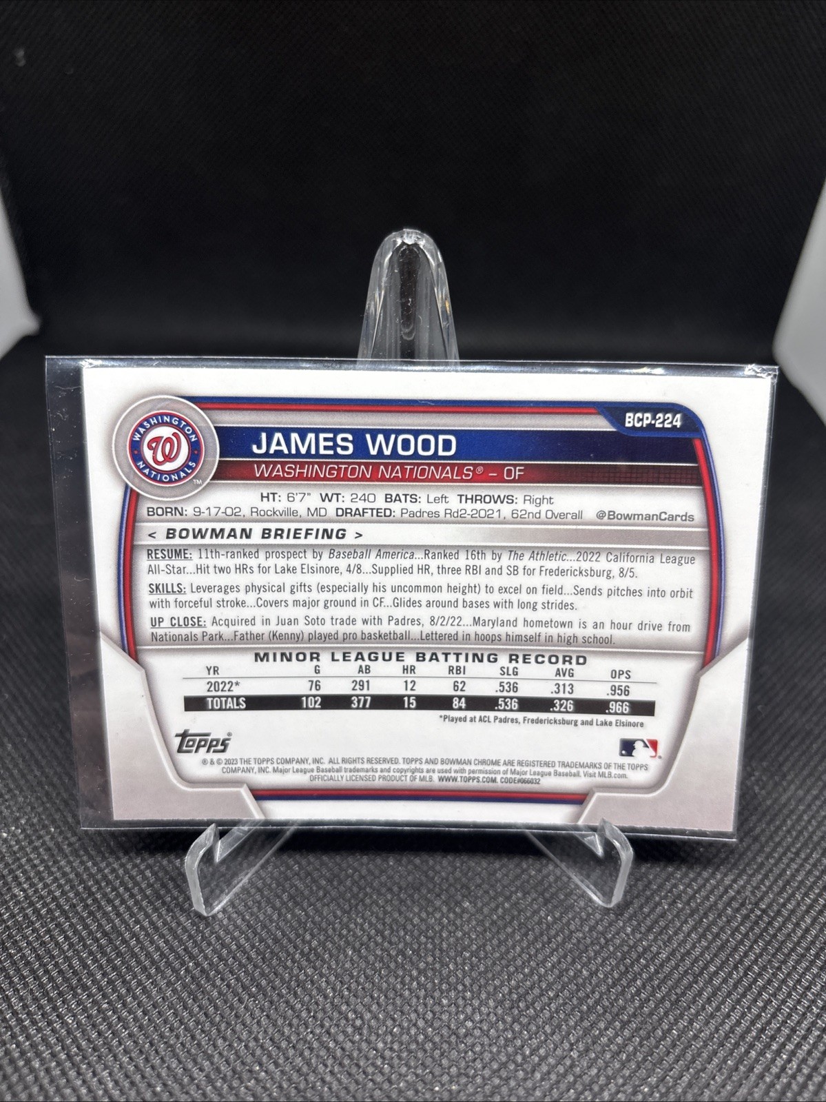 2023 Bowman Chrome James Woods Mojo Refractor – Washington Nationals