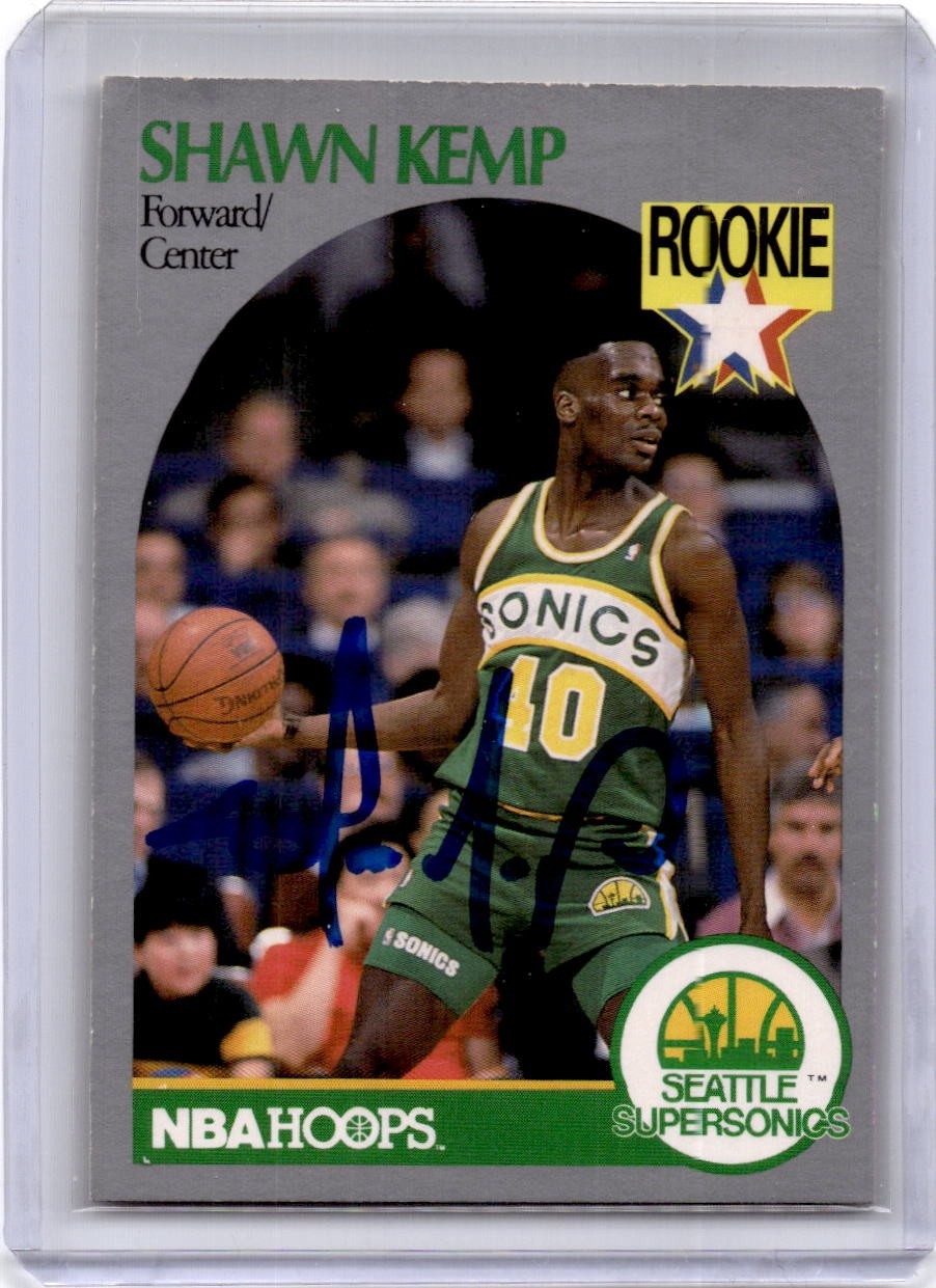 Shawn Kemp 1990-91 NBA Hoops #279 Rookie Card BECKETT AUTHENTIC AUTOGRAPH! COA