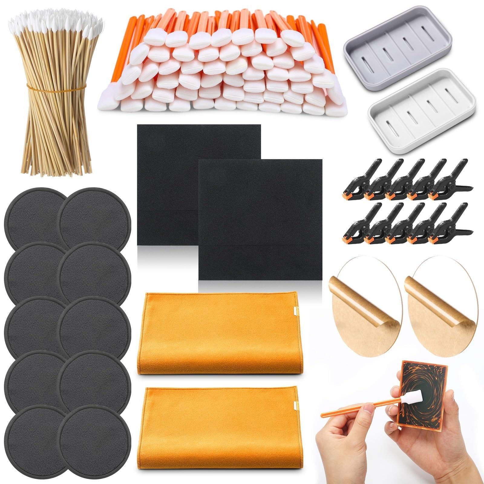 228pcs Trading Card Flattening Cleaning Kit for Tcg Collectors Supplies