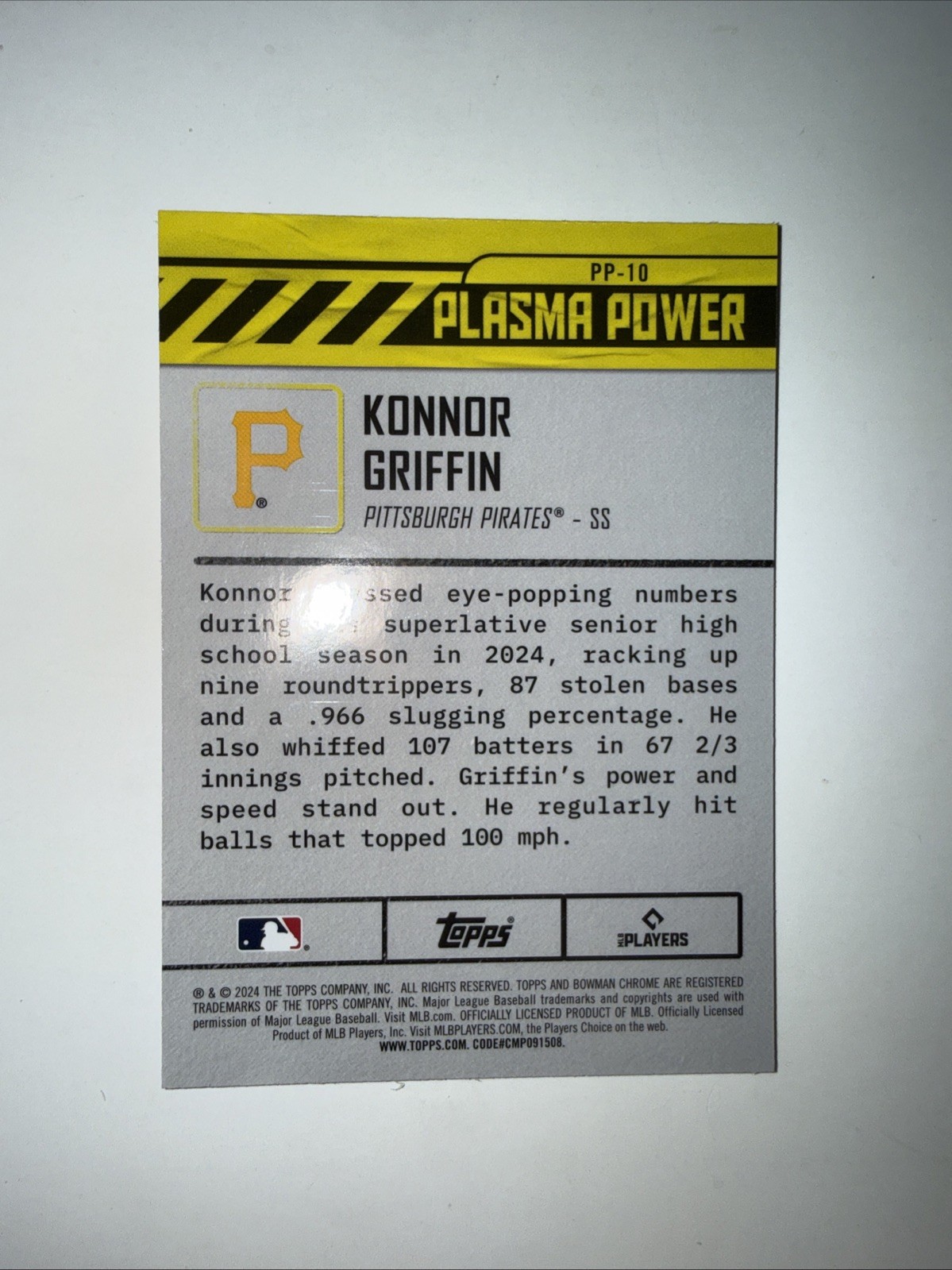 2024 Bowman Draft – Plasma Power Konnor Griffin #PP-10 (RC)