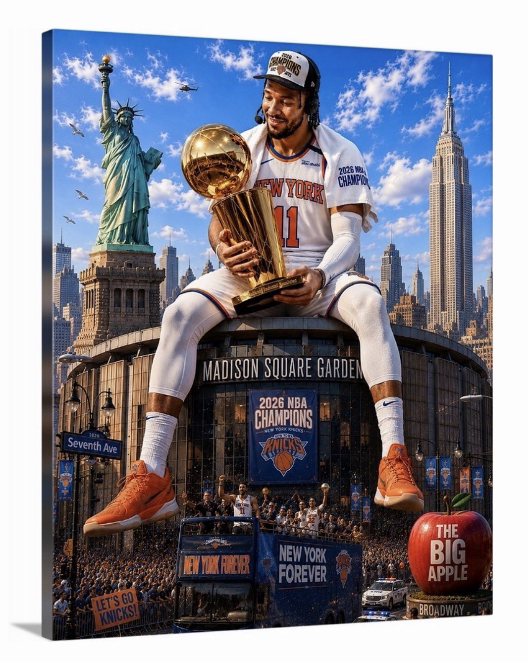 New York Knicks Canvas 16X20 Jalen Brunson NBA 2026 Champions