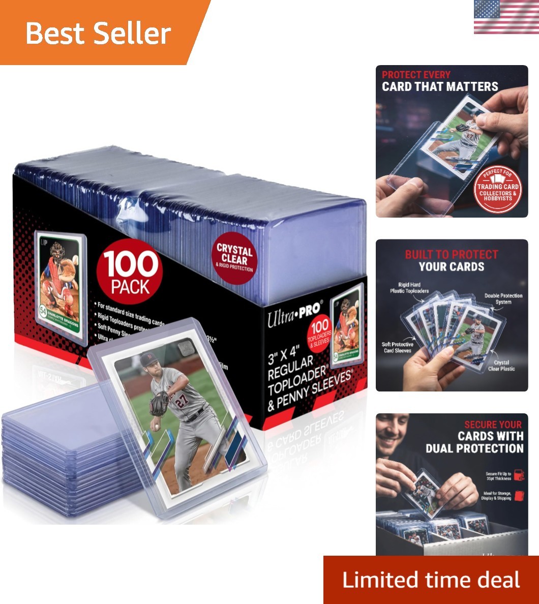 Ultra Clear Toploaders & Soft Sleeves for Trading Cards – 100 Count Bundle