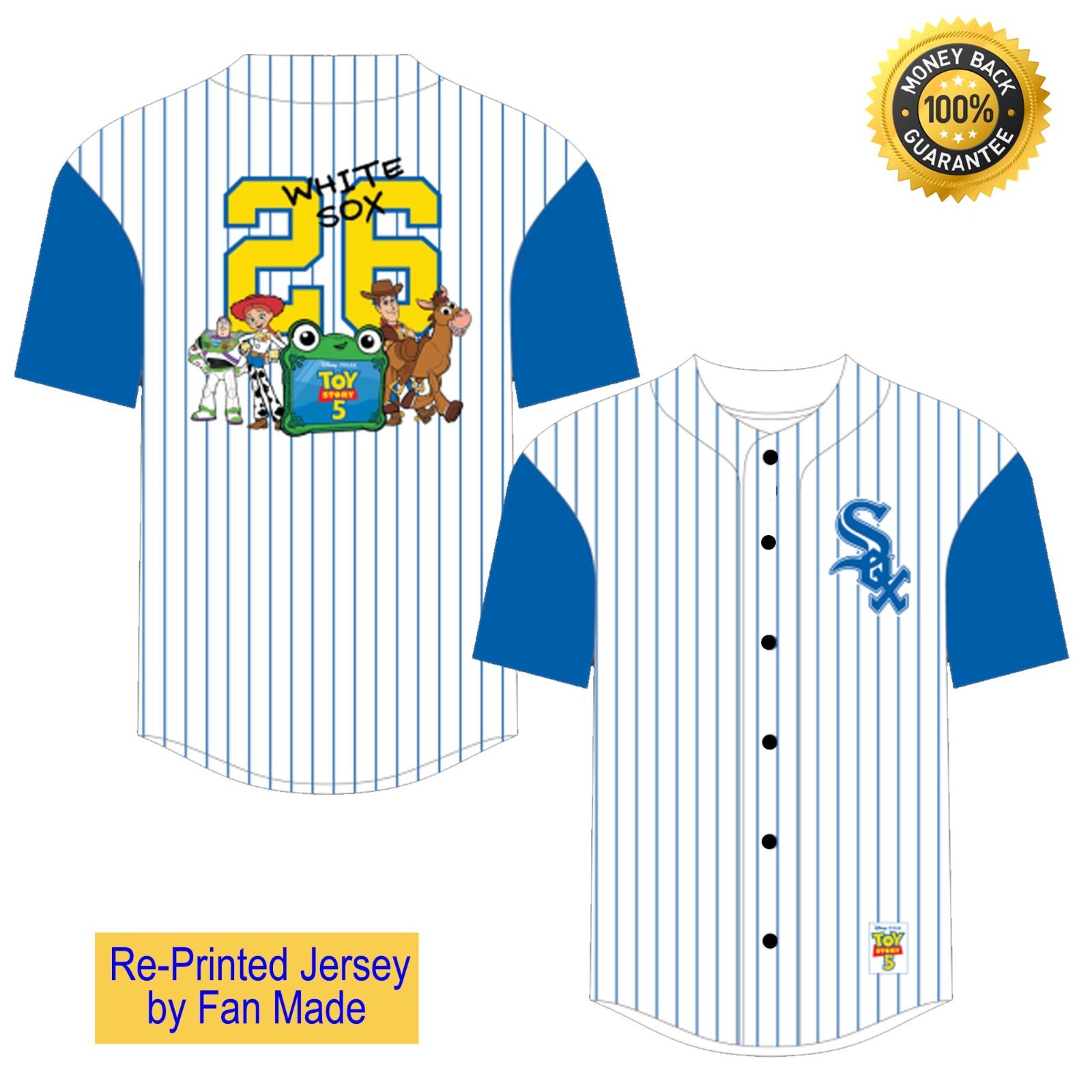 Custom Name White Sox Toy Storry 5 Night Giveaway Jersey – USA Size