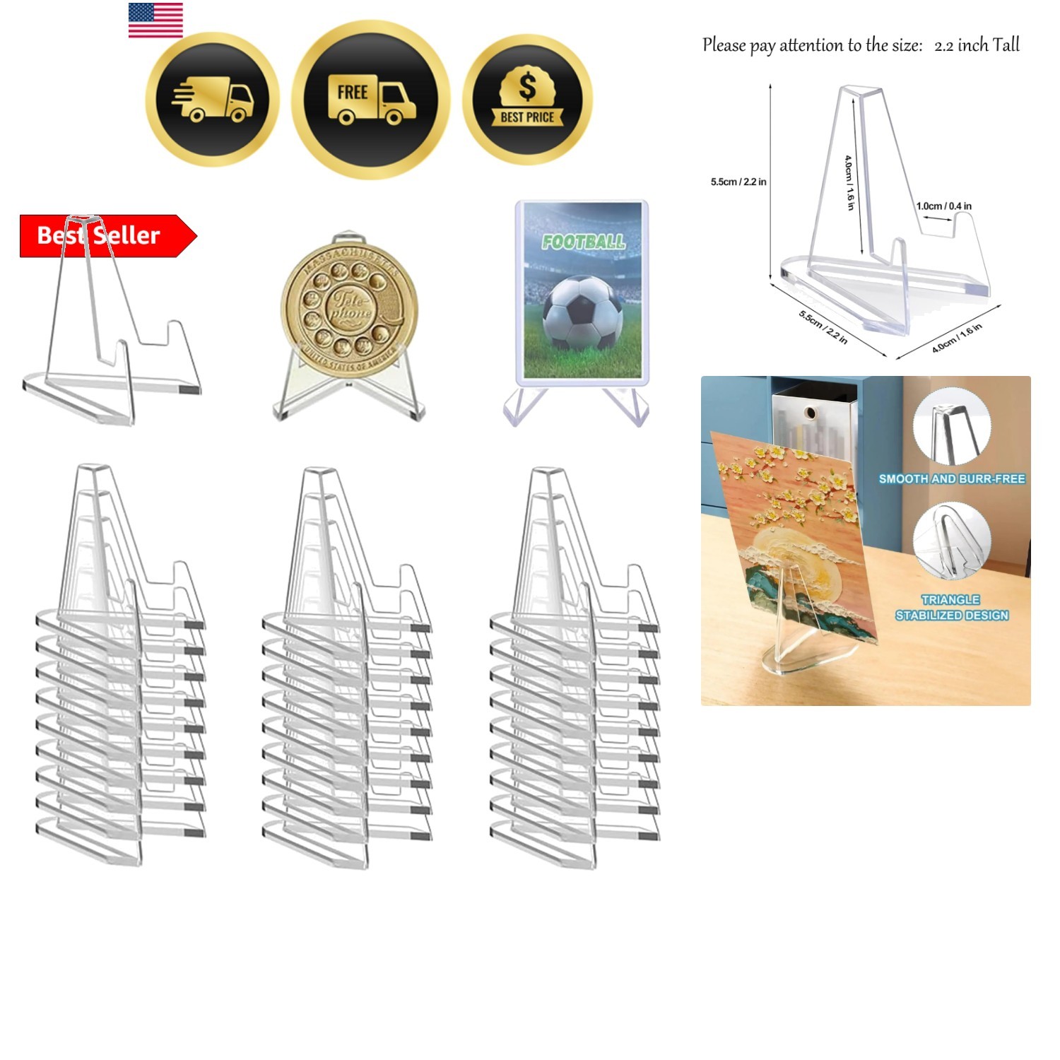 30 Packs Card Display Stand, Acrylic Card Stands for Trading Sports Graded Ca…