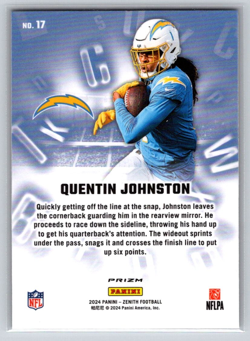2024 Panini Zenith #17 Quentin Johnston A to Z Orange