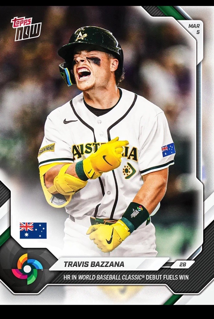 2026 Topps Now World Baseball #WB1 Travis Bazzana Team Australia Guardians