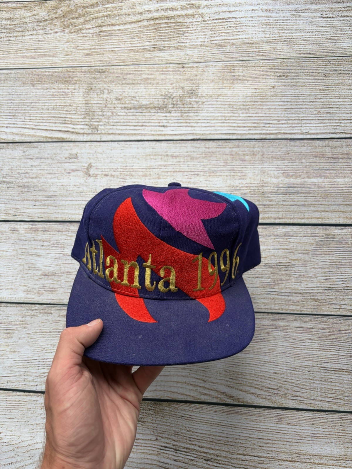 Vintage Atlanta 1996 Olympics The Game Snapback Hat All Over Design Purple Rare