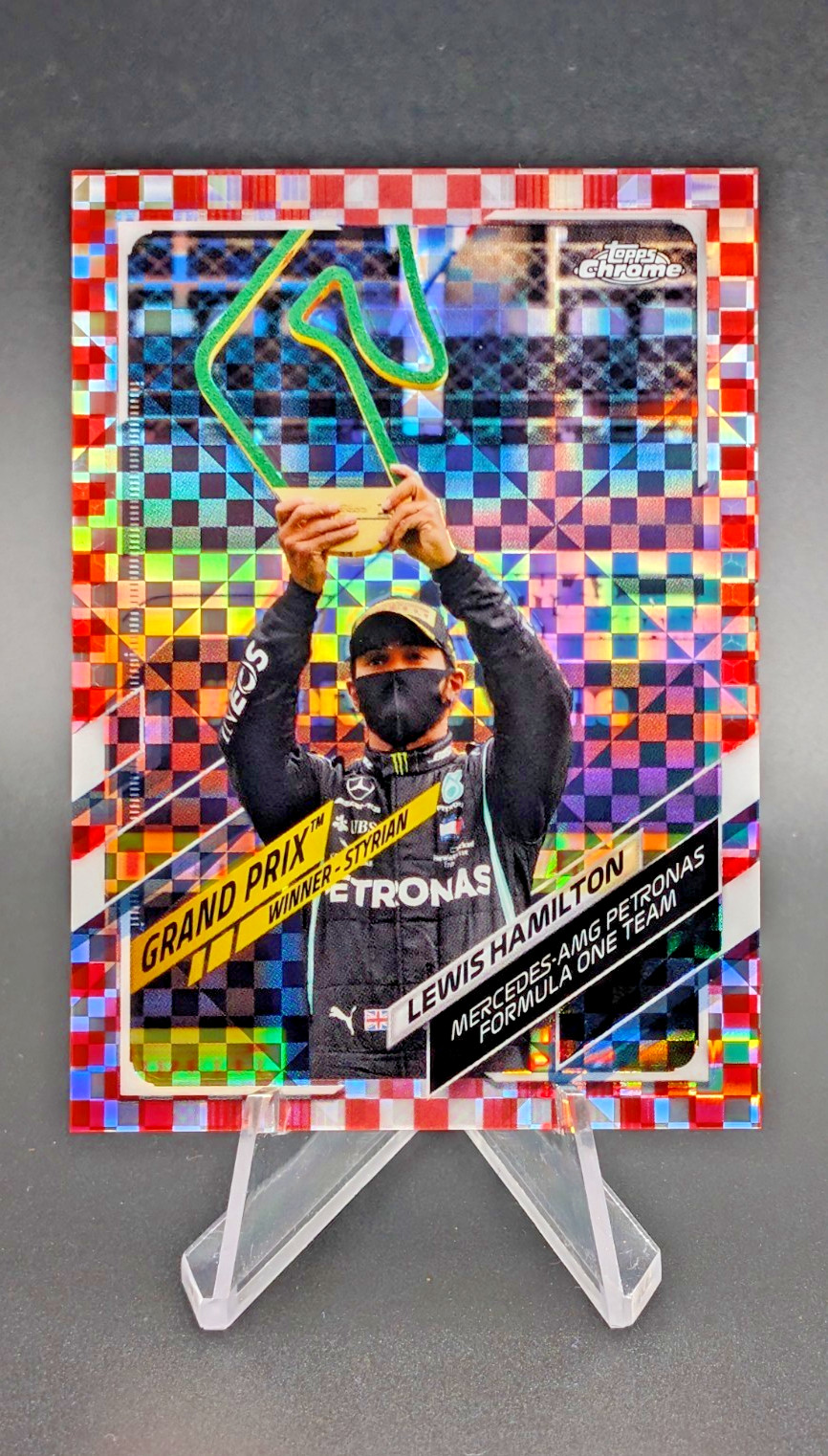 #/5 2021 Topps Chrome F1 LEWIS HAMILTON RED Checker #/5 SSP Styrian GP Mercedes