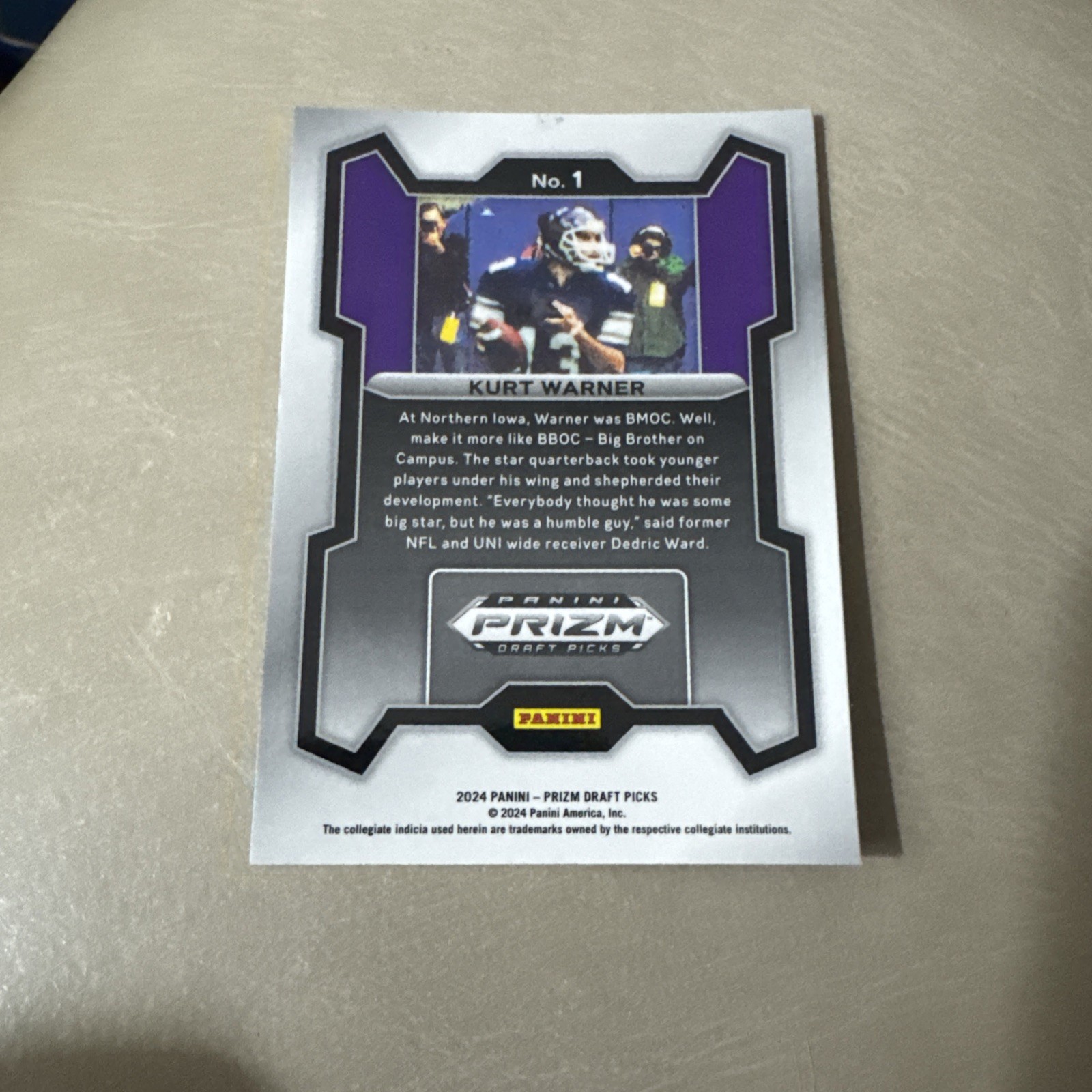 Kurt Warner 2024 Panini Prizm Draft Picks #1 Northern Iowa Panthers