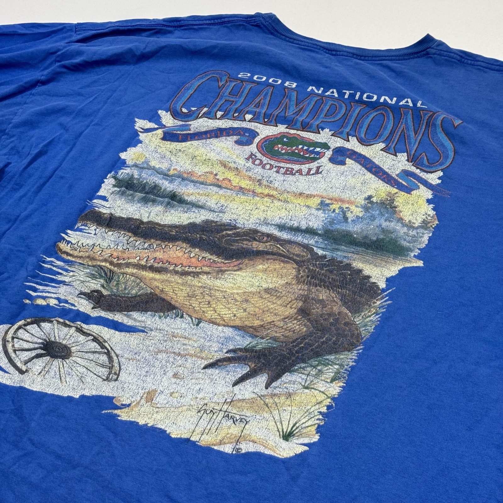 Guy Harvey Florida Gators Shirt Mens Blue 2008 National Champions NCAA Football