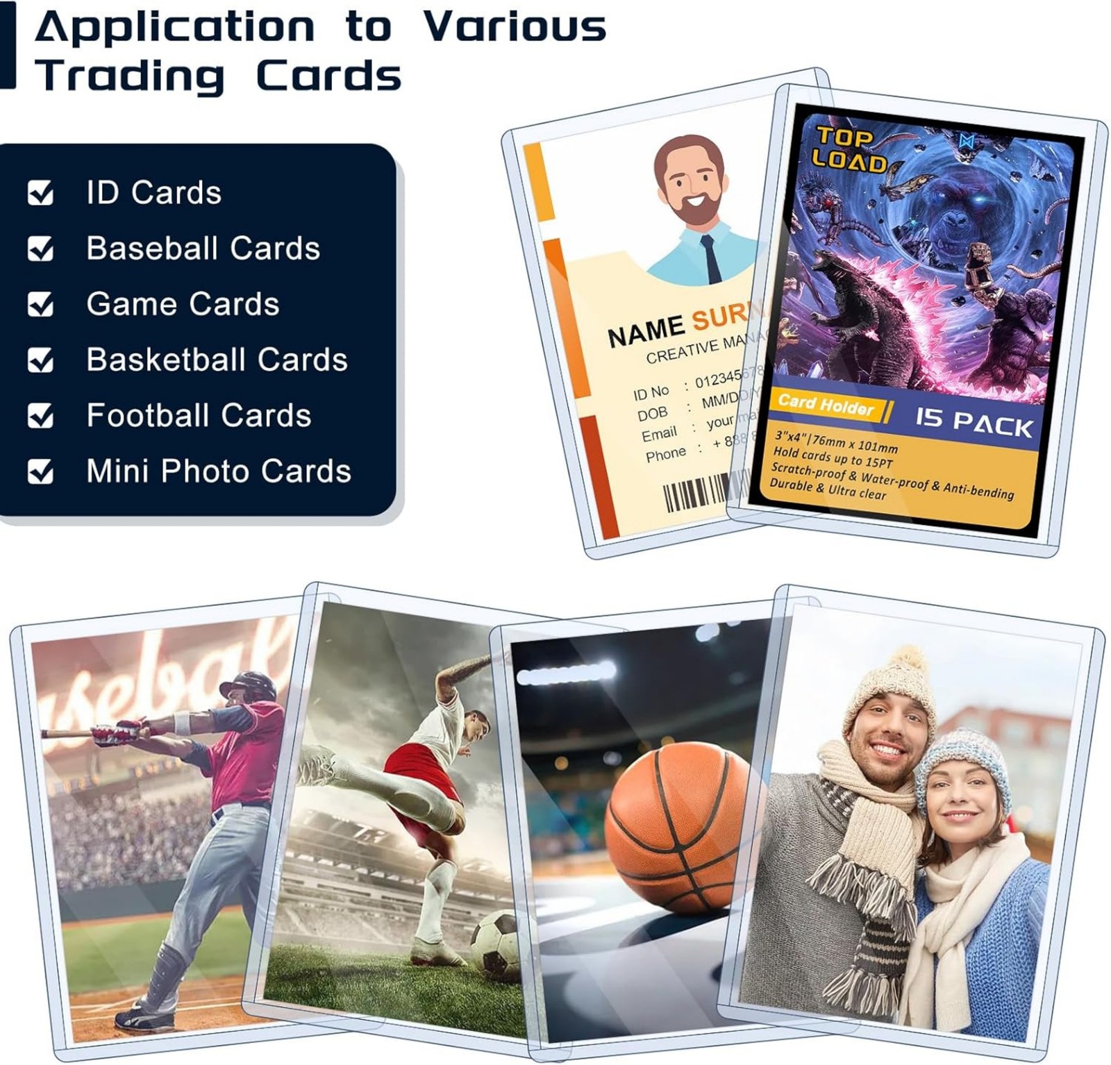 Rigid Blue PVC Toploaders 35PT For Baseball Basketball Cards 25/50/100/200pcs US