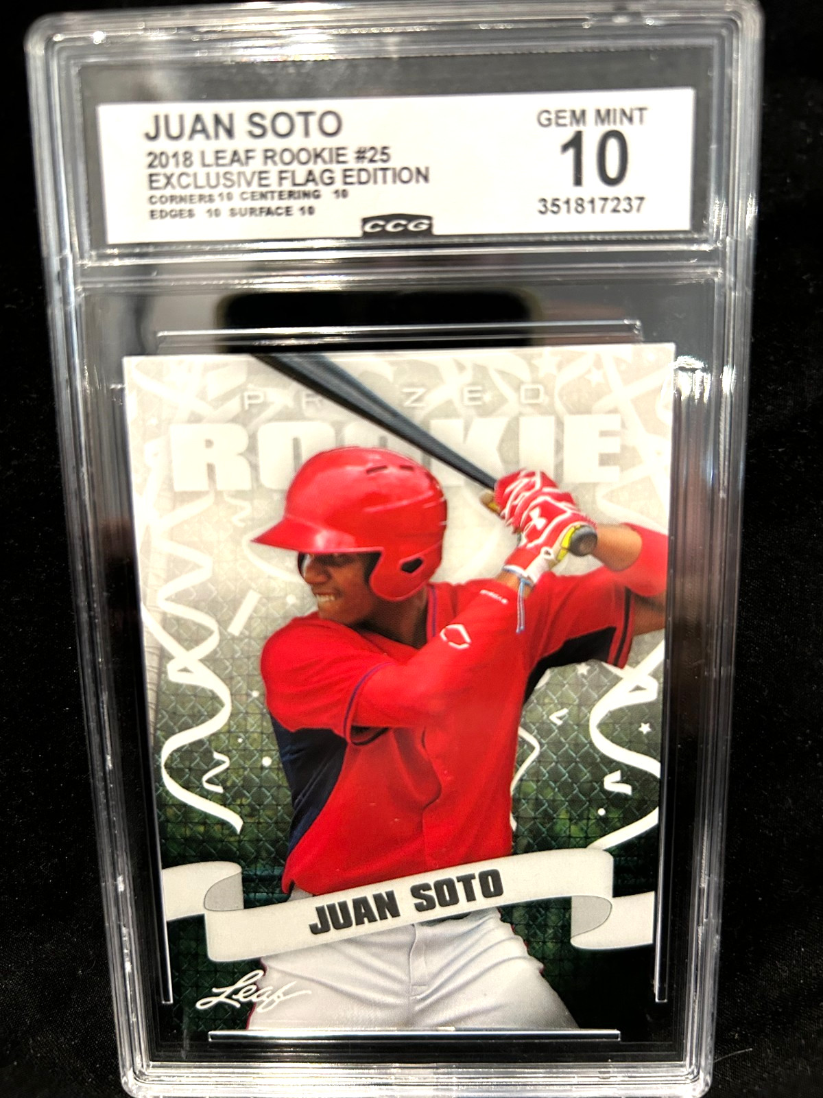2018 Leaf Juan Soto Prized Rookie #25 Graded 10 gem mint—–Read description