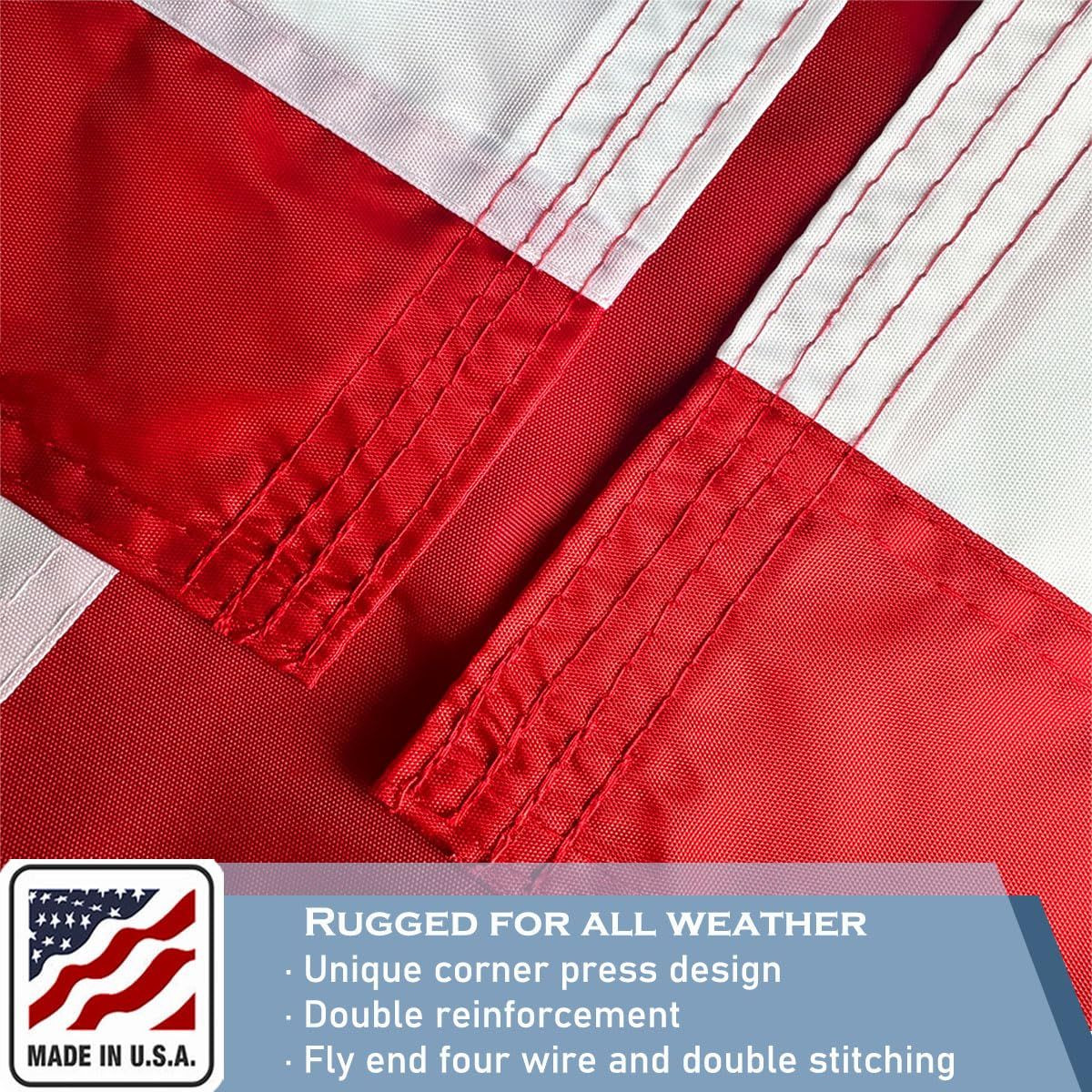 KEYCA Nylon Embroidered American US Flag 3×5 FT 100% FT, (Embroidered)