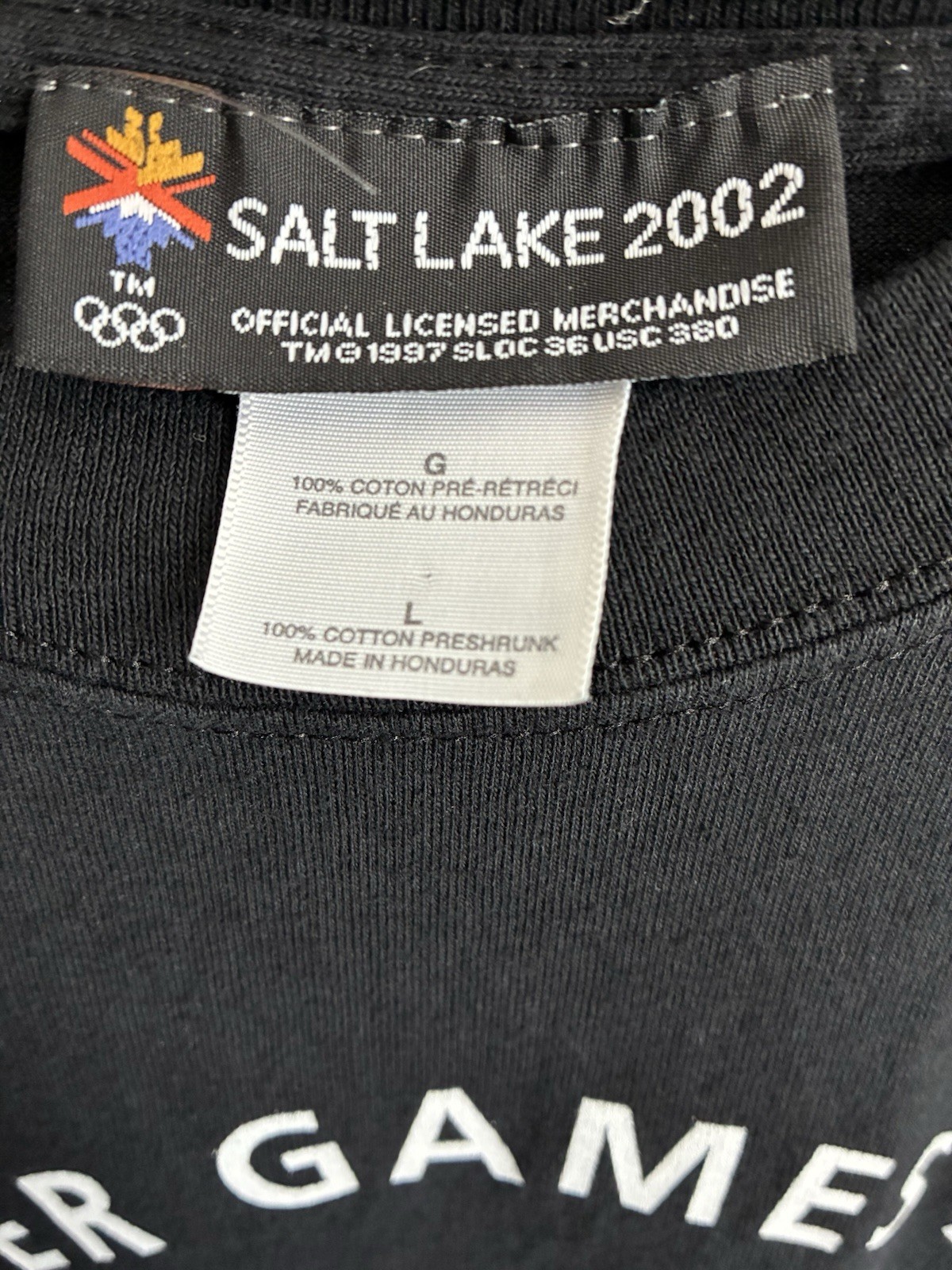 Salt Lake 2002 Olympic Winter Games Officially Licensed Black T-Shirt Size L