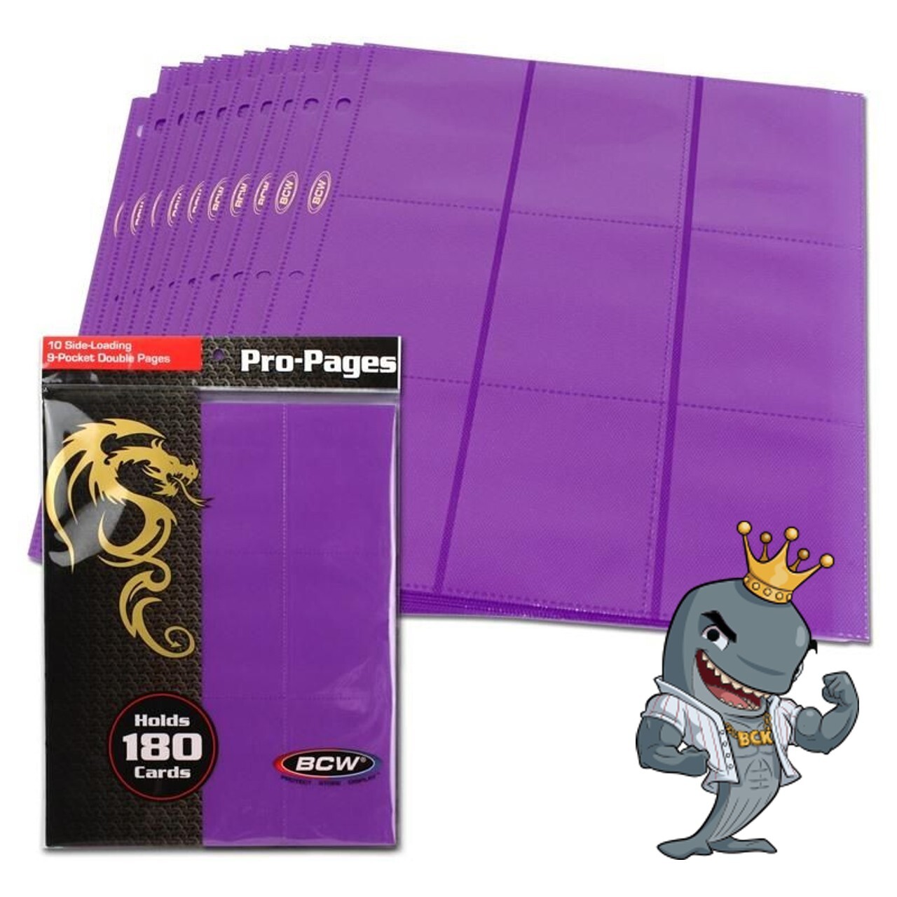 BCW Pro Double-Sided 9-Pocket Pages 10ct Pack – Purple (Side Load) FREE SHIP
