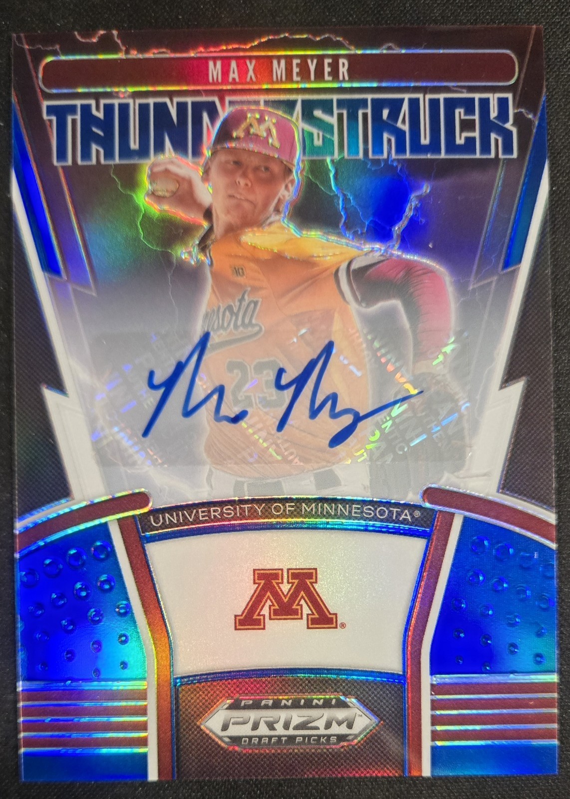 2020 Panini Prizm Draft Picks Thunderstruck Max Meyer Blue Auto /60