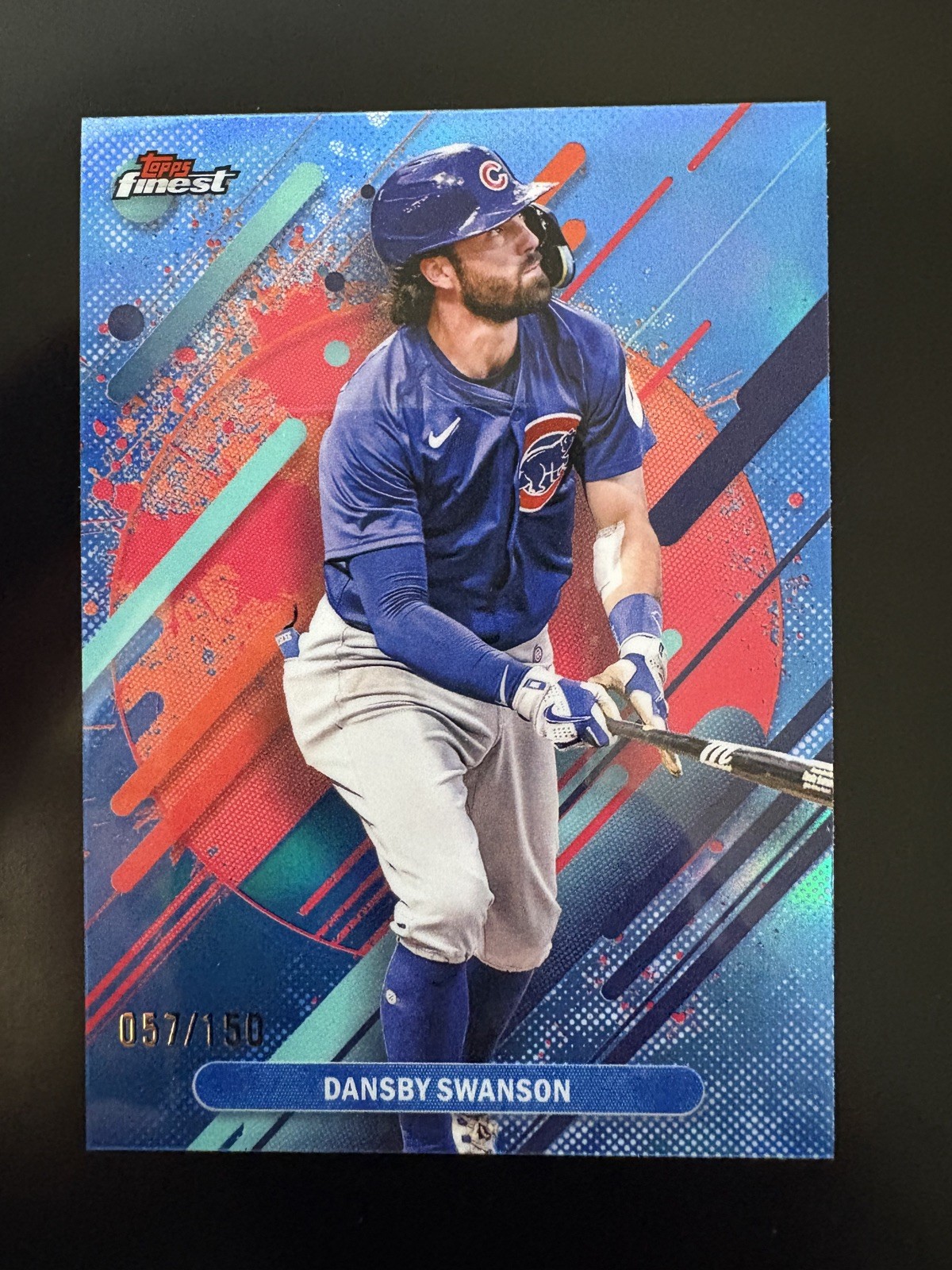 2025 Topps Finest Rare #260 Dansby Swanson Sky Blue Refractor 57/150 Color Match