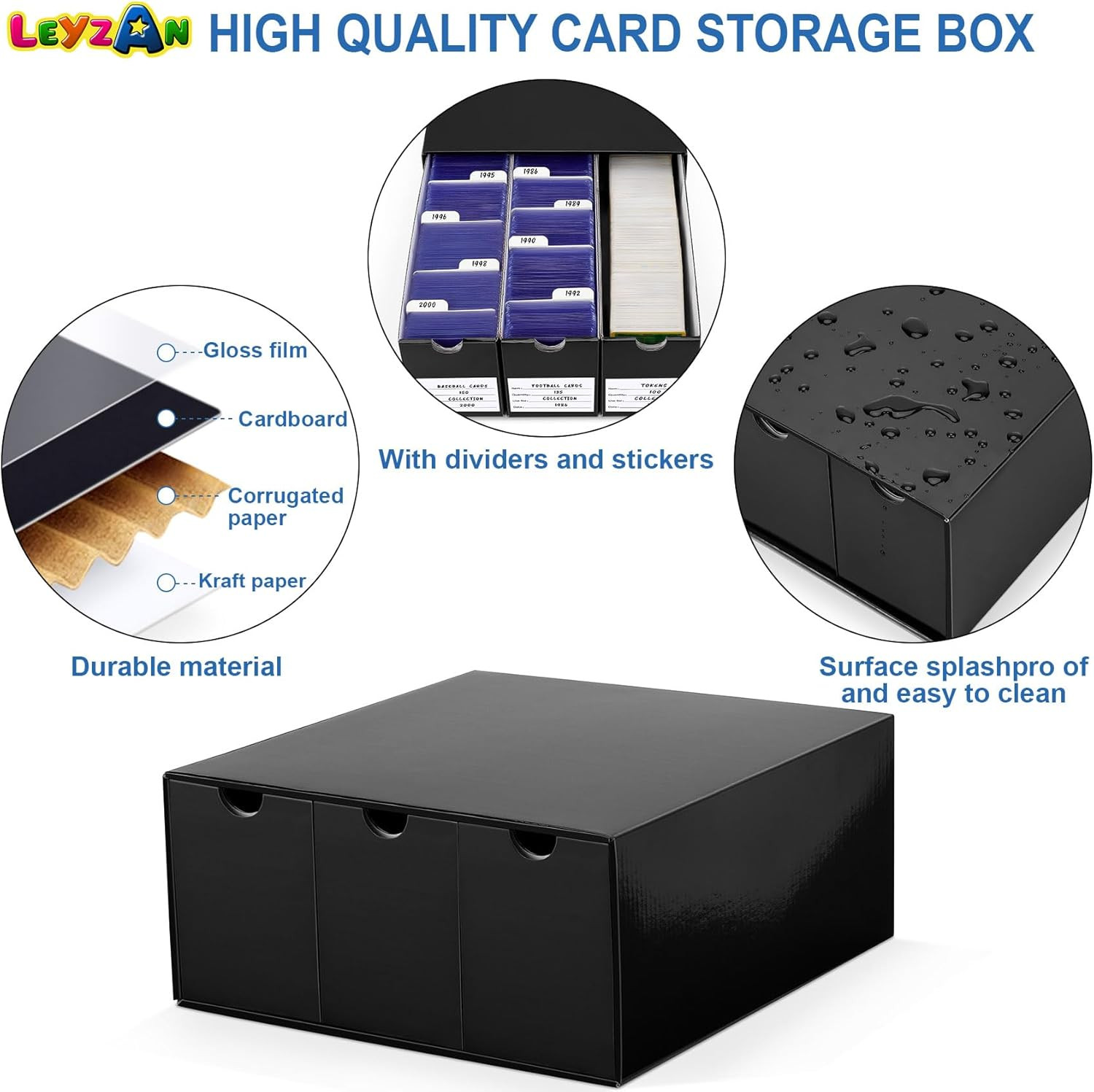 Trading Card Storage Box 12 Drawers Cardboard Organizer with Dividers for Top