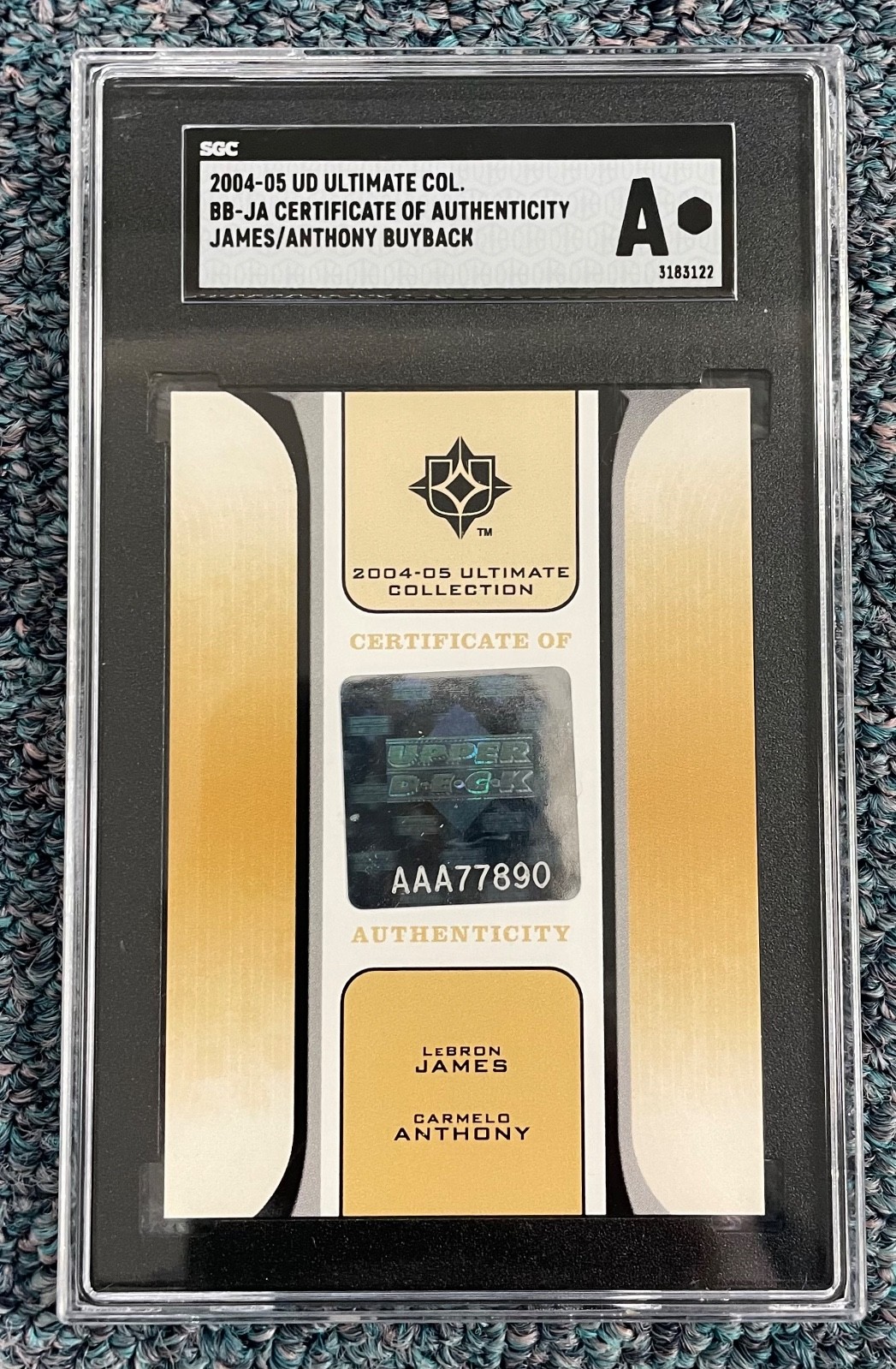 2004-05 Upper Deck Ultimate Buyback Lebron James Carmelo Dual Auto Certificate
