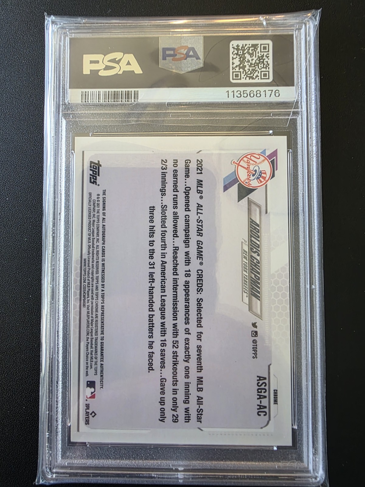 2021 Aroldis Chapman Topps Chrome All Star Game Auto PSA 10 🔥🔥🔥🔥🔥