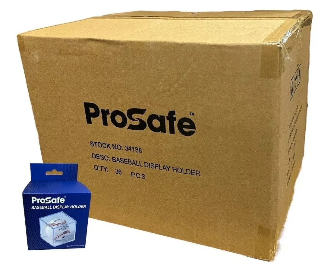 36 PRO SAFE BASEBALL DISPLAY BALL CASE CUBE WITH CRADLE, UV PROTECTION 36 Pack