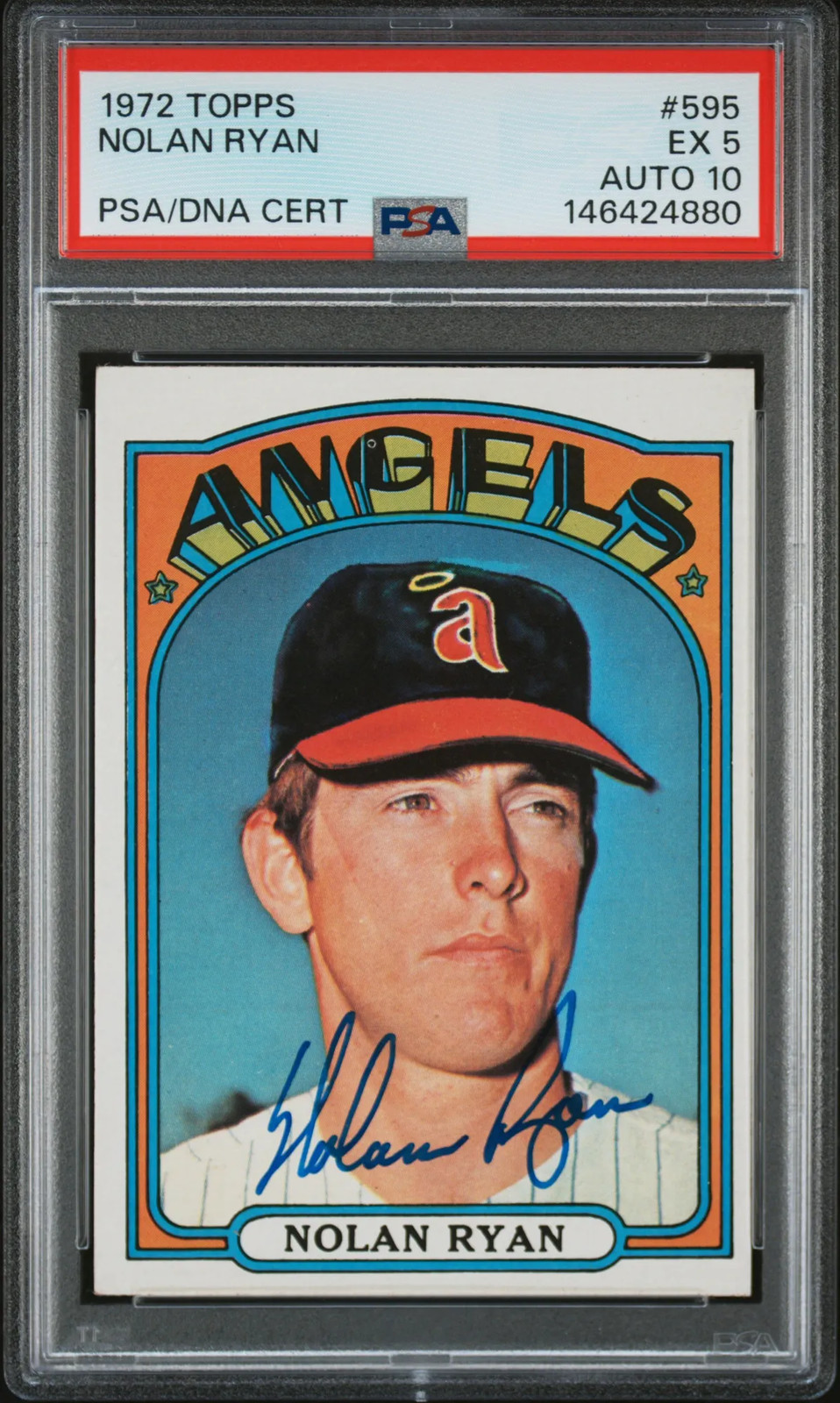 1972 Topps Nolan Ryan #595 PSA 5 Auto 10