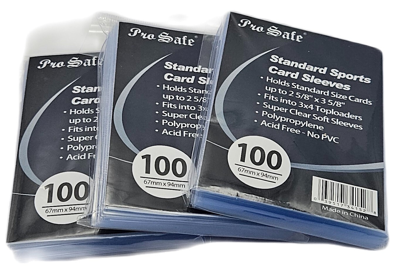 (300-Count) Pro-Safe Standard Sports Card Sleeves – Fits Toploaders – Clear Poly