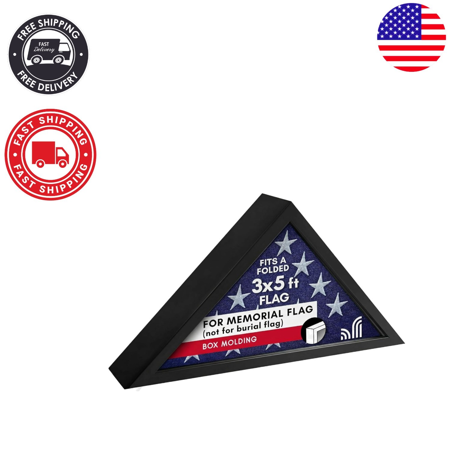 Small Triangular Flag Case – Fits 3×5′ Ceremonial Flags, Wall or Tabletop Mount