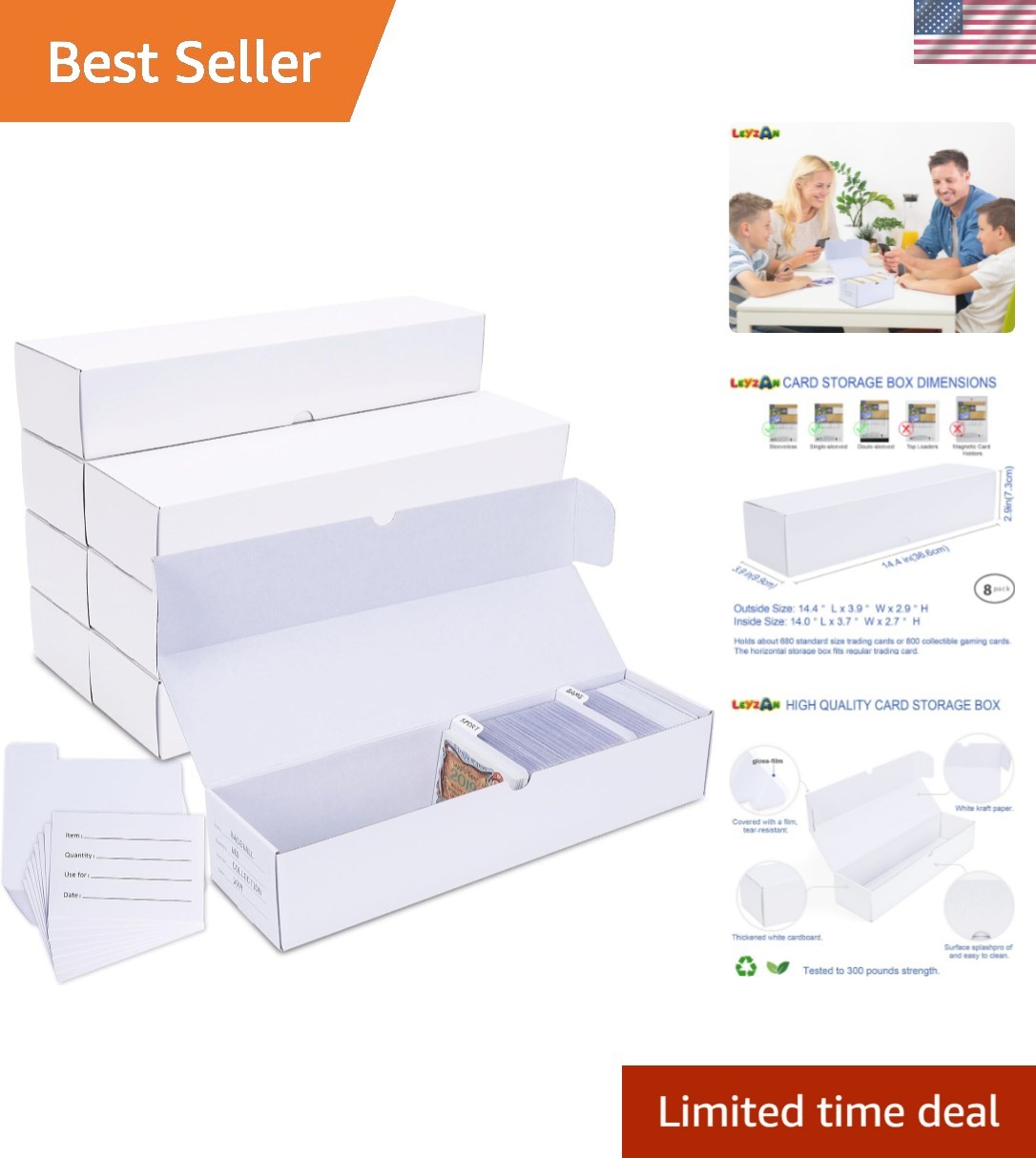 Trading-Card Storage Box, 8-Pack • 1000 Count Corrugated Cardboard Storage Bo…