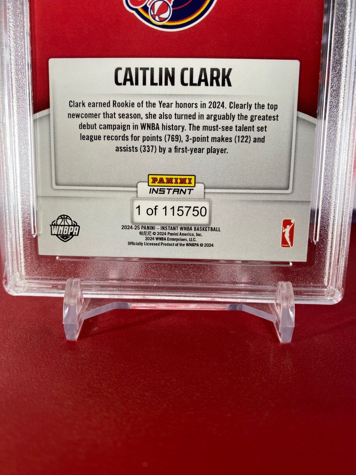 2024 Panini WNBA #CCROY-A ☄️Caitlin Clark Rookie Card T.C.T. Graded Gem Mint 10