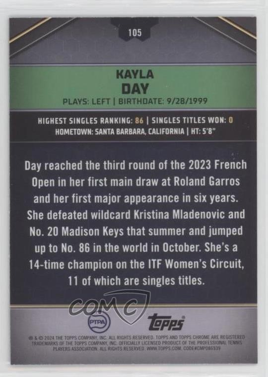 2024 Topps Graphite Green Refractor 60/75 Kayla Day #105 Rookie RC 7k8