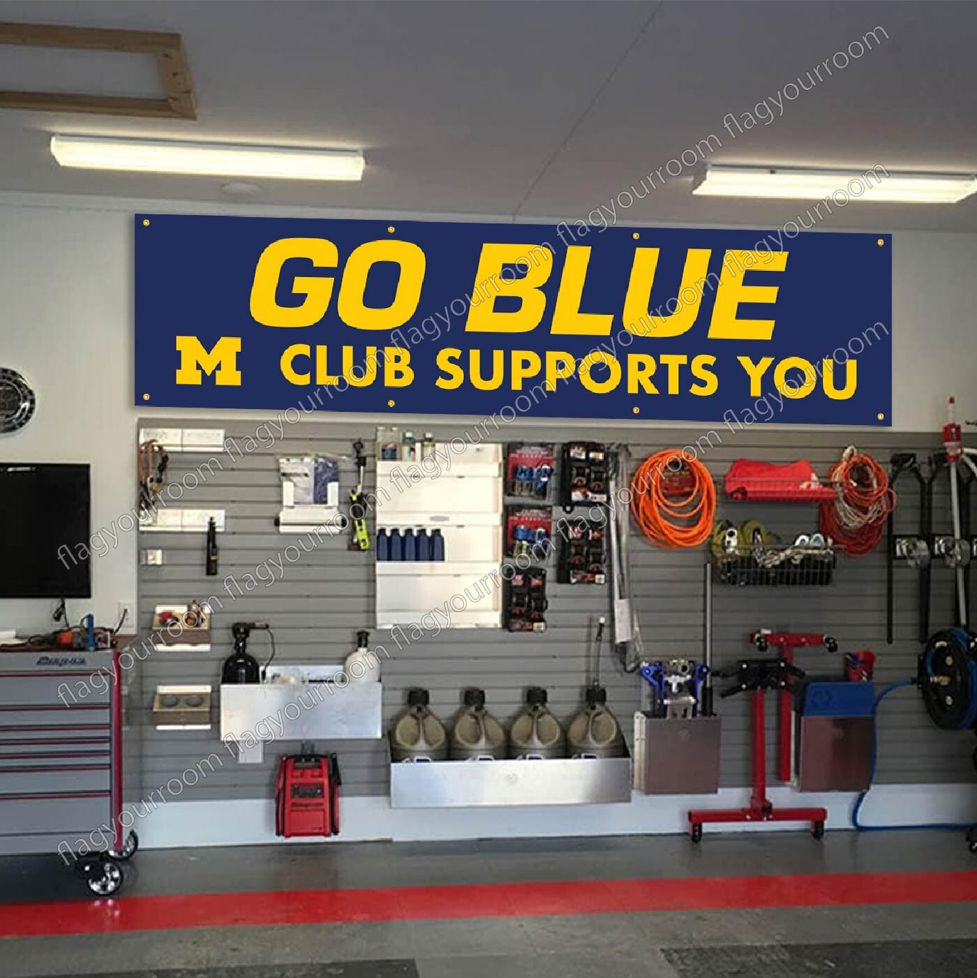 Michigan Wolverines 2×8 Banner Flag GO BLUE Man Cave FREE Shipping