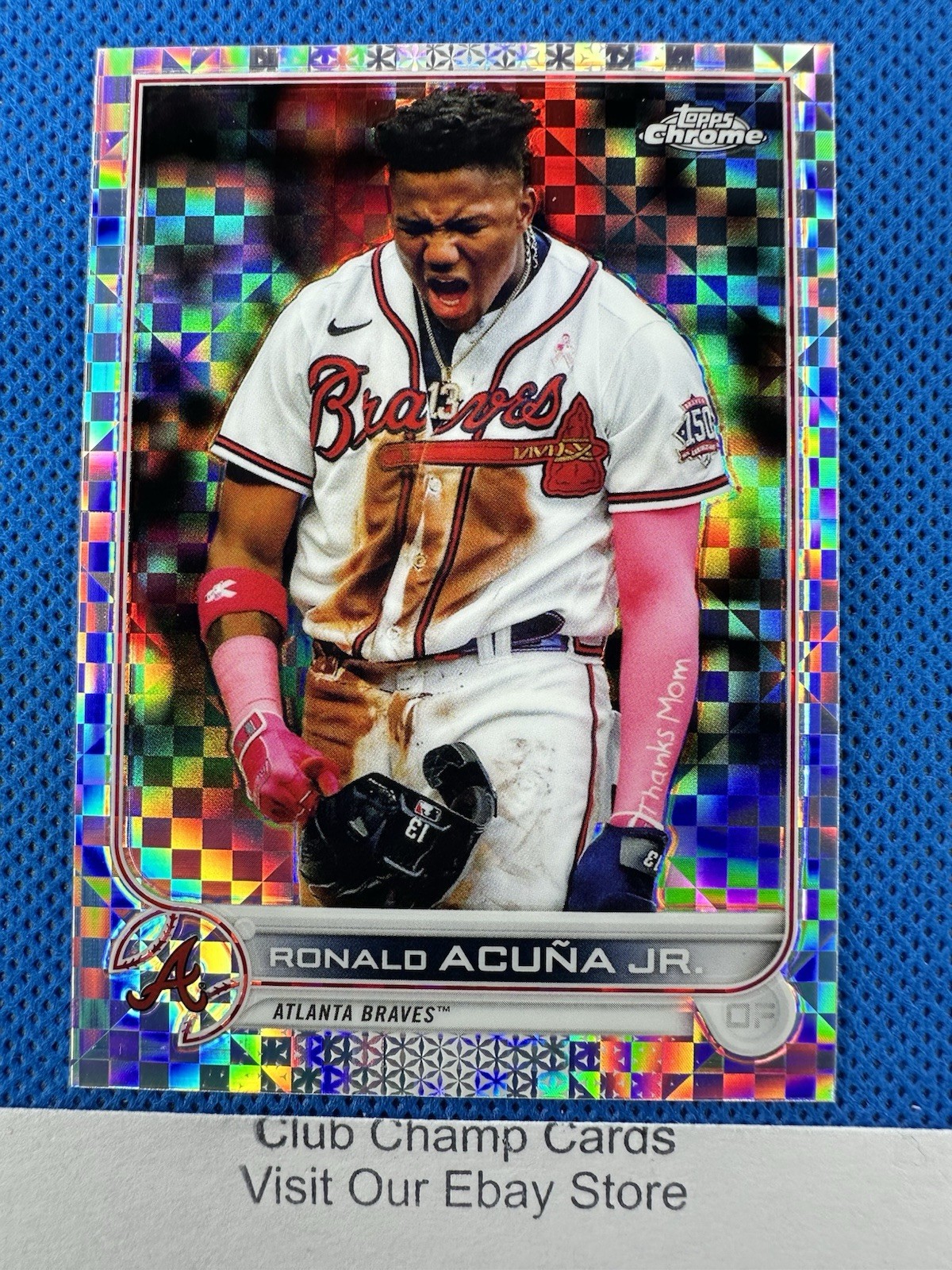 2022 #165 Ronald Acuna Jr Topps Chrome Baseball X-Fractor Atlanta Braves