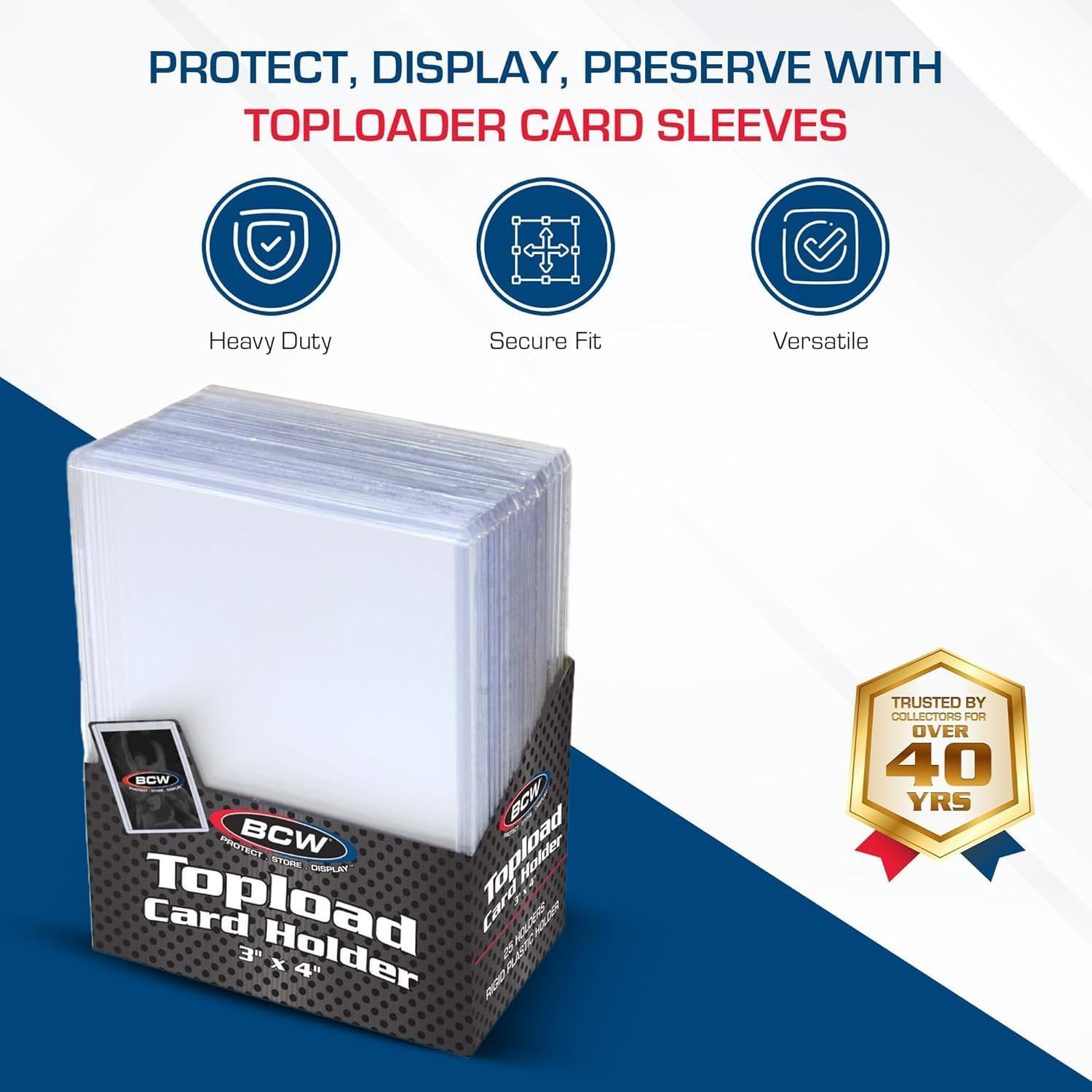 3X4 Topload Card Holder – Standard – 100Ct | Rigid PVC Trading Card Protection f