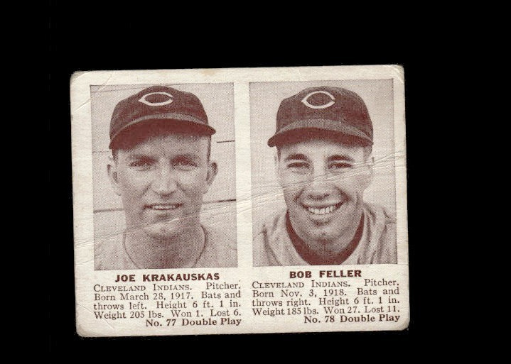 1941 Double Play (R330) 77-78 Joe Krakauskas / Bob Feller Indians Poor Condition