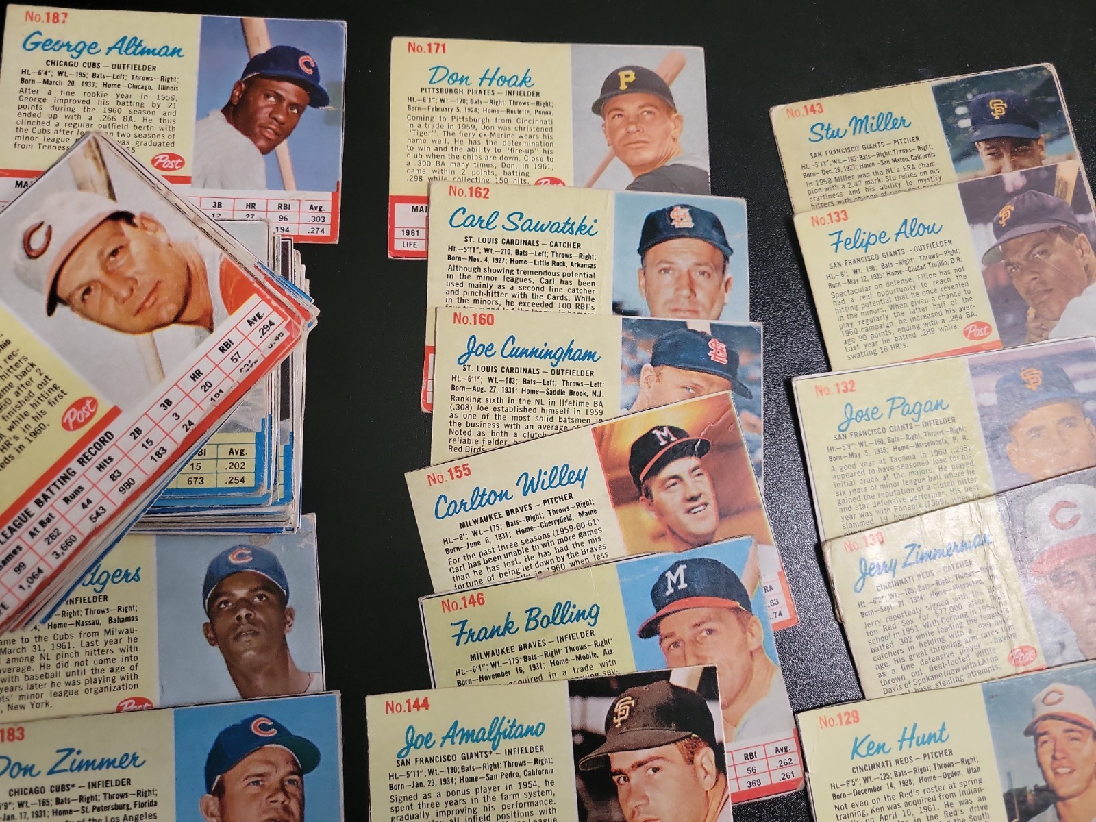 1962 Post Cereal Baseball Lot- 113 Cards -W/ Mantle Aaron Clemente Mays – Loaded