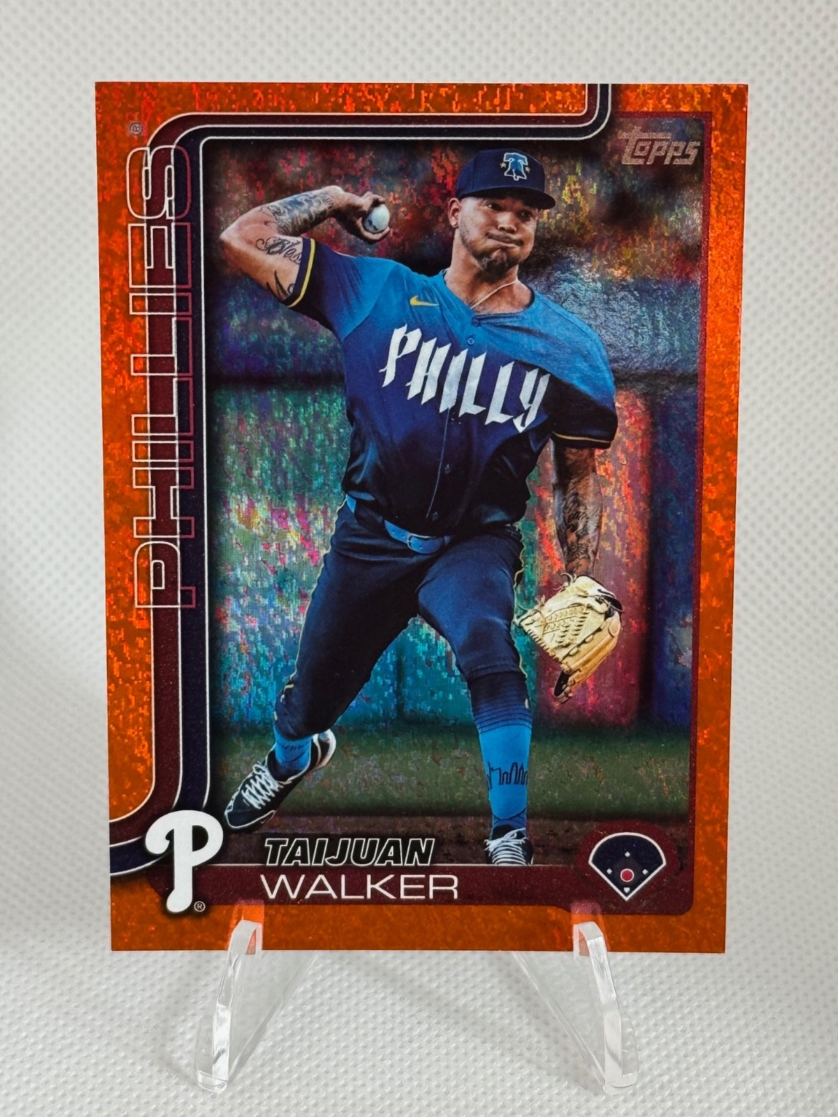 2025 Topps Series 2 Taijuan Walker Orange Holo Foil /25 #351 Phillies SSP