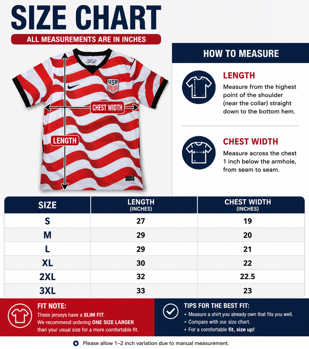 USMNT Nike 2026 FIFA World Cup Authentic Dri-Fit Match Home Jersey Size S-3XL
