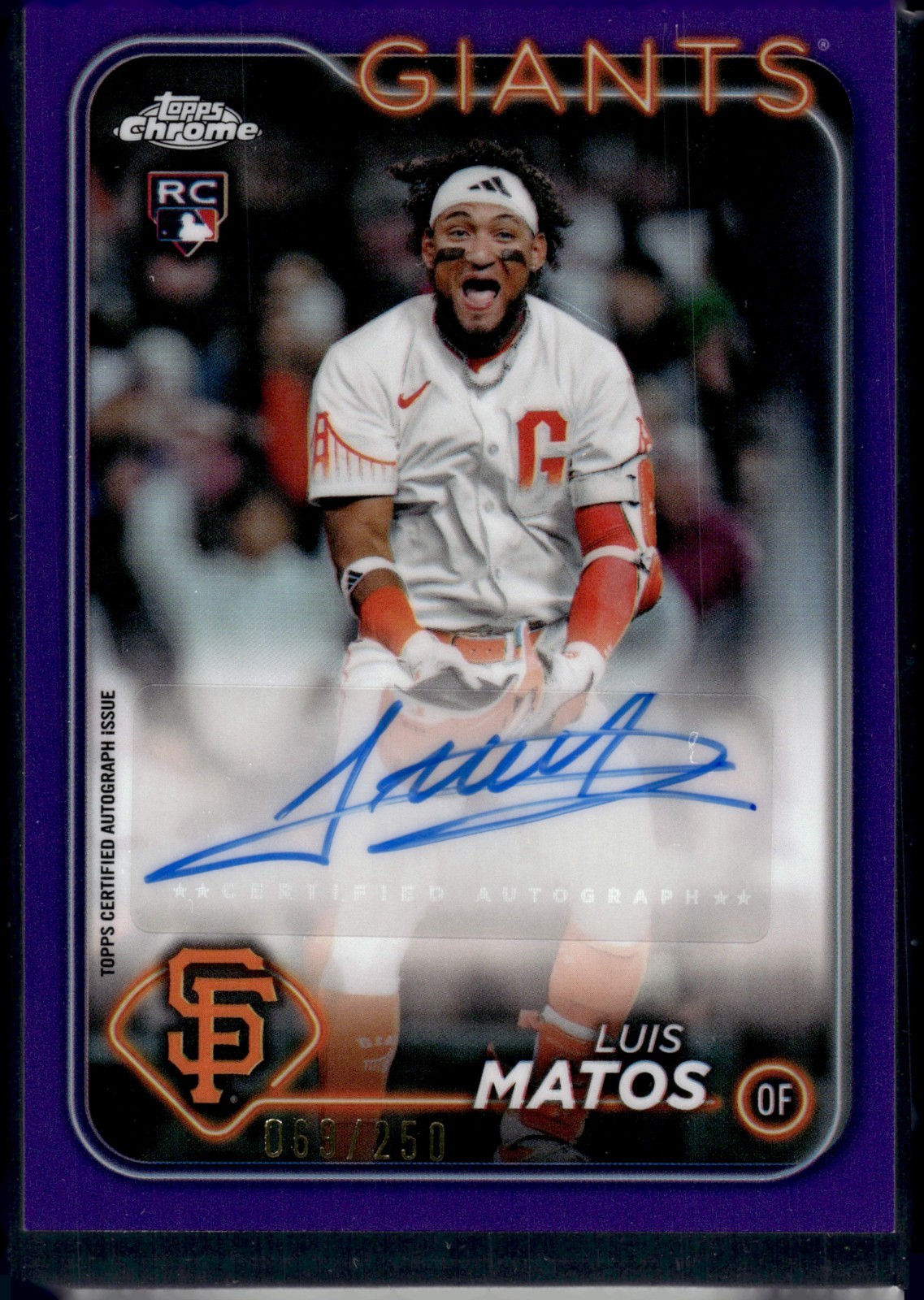 Luis Matos 2024 Topps Chrome Update RC Auto Purple Refractor /250 AC-LM