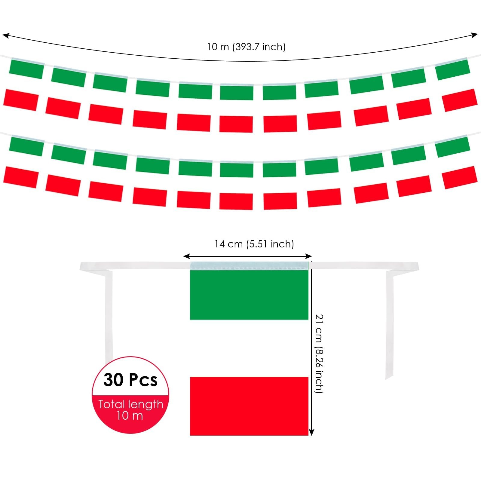 AhfuLife 30 Pcs Italy String Flags for Italian 5.51×8.26 in-30 Pcs,
