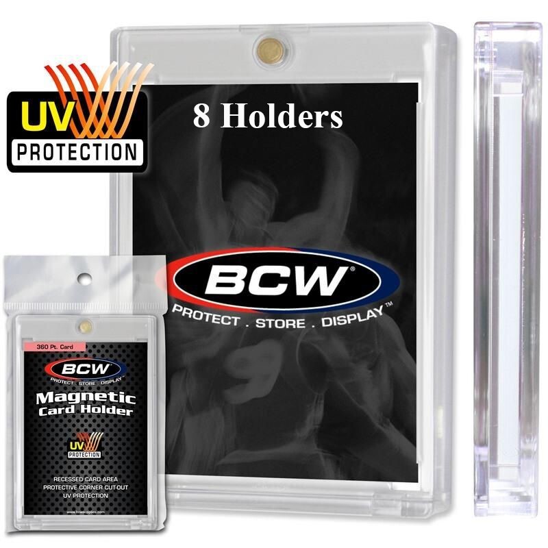 8 BCW Magnetic Card Holders 360 Pt Recessed UV Protection Slab 2 1/2 x 3 1/2 “