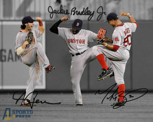 Andrew Benintendi Mookie Betts Jackie Bradley Jr Signed Photo Autograph Print