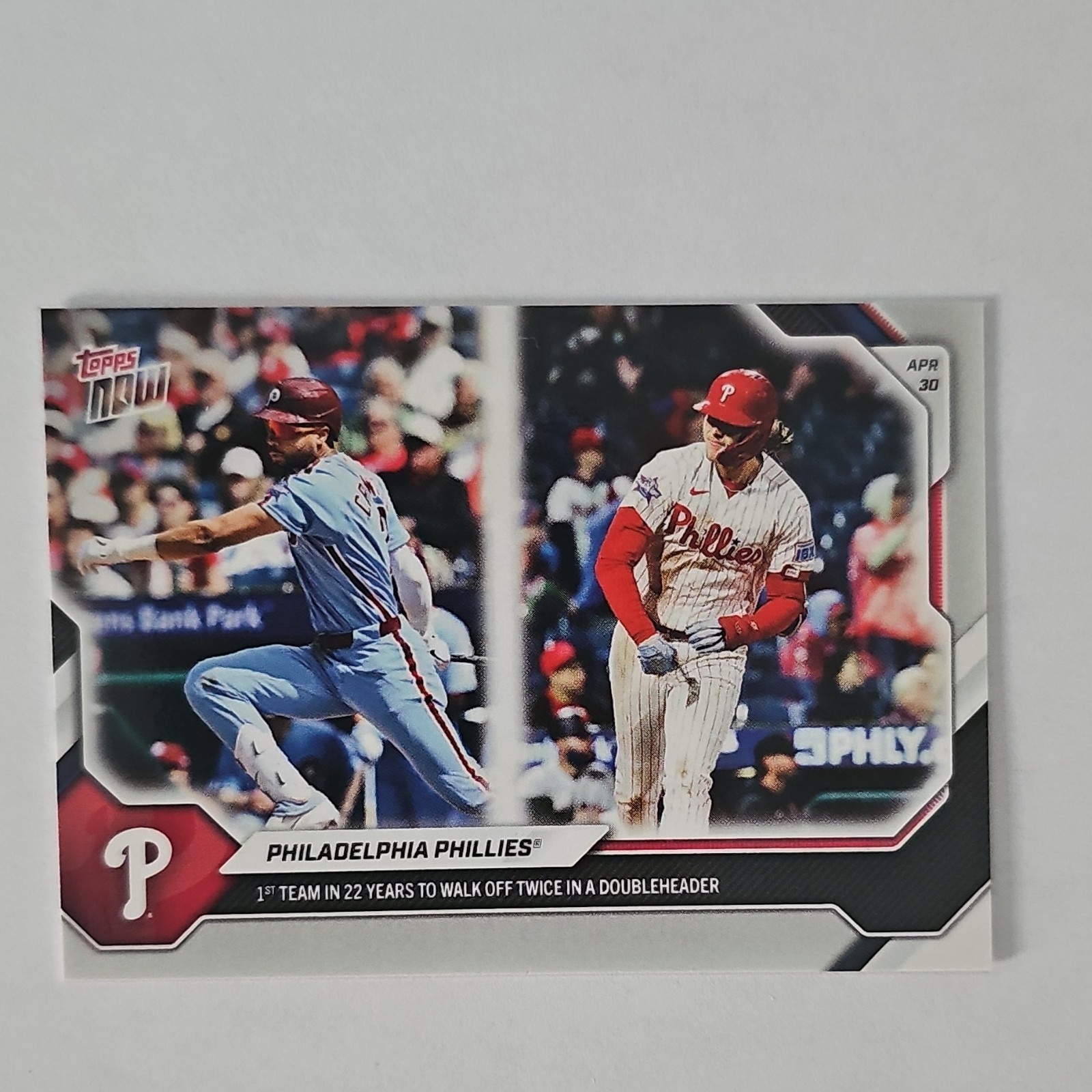 2026 Topps Now Phillies #146 1st Team in 22yr walk off twice Doubleheader PR 938