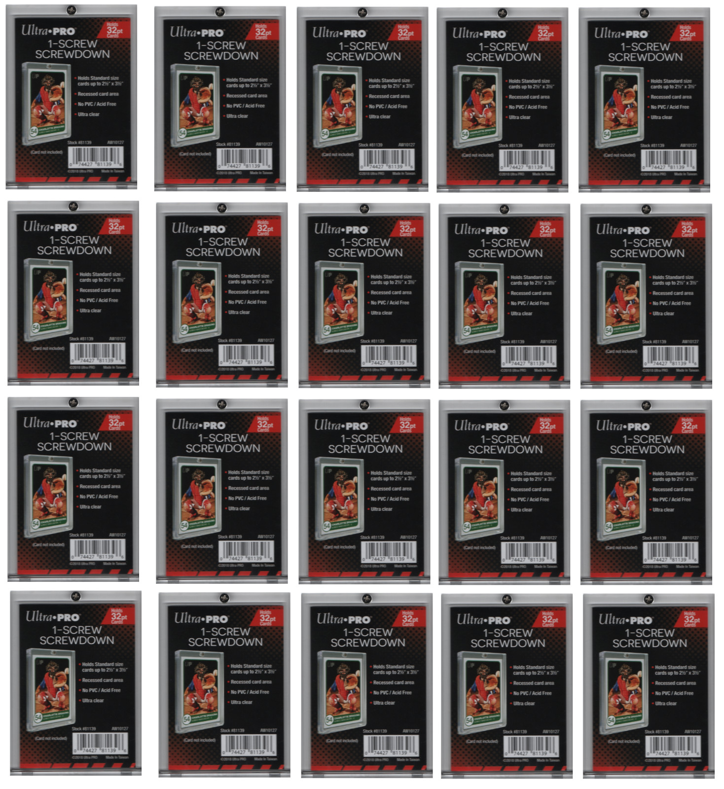 20-Pack Ultra Pro 1-Screw Screwdown Trading Card Holders Recessed Regular 32 pt