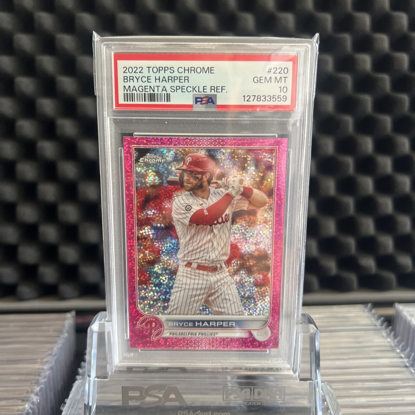 2022 Topps chrome Bryce Harper Magenta Speckle Refactor #/350🔥PSA 10🔥POP 10