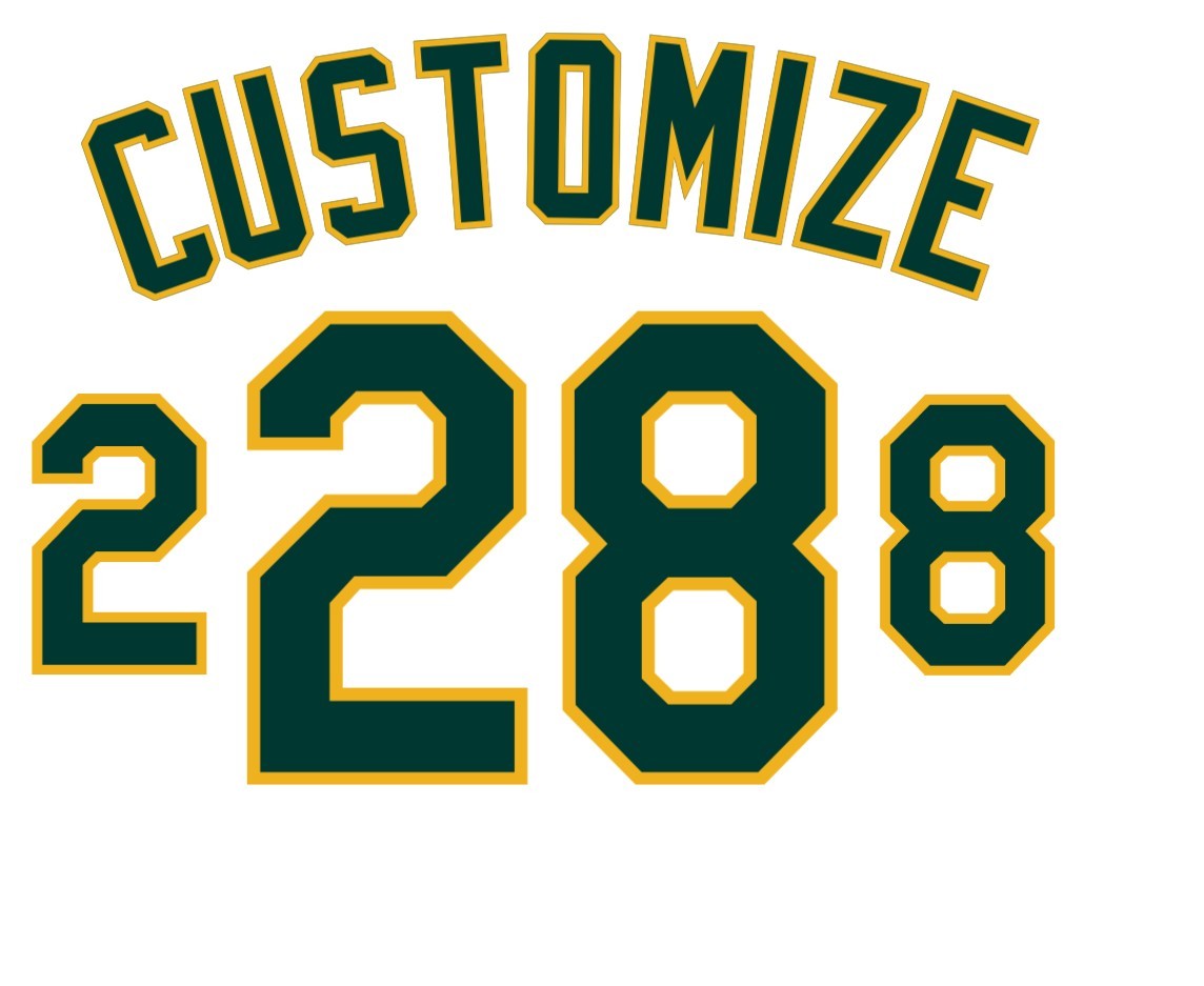 Oakland Athletics White Home Jersey Custom Name and Number Lettering Kit
